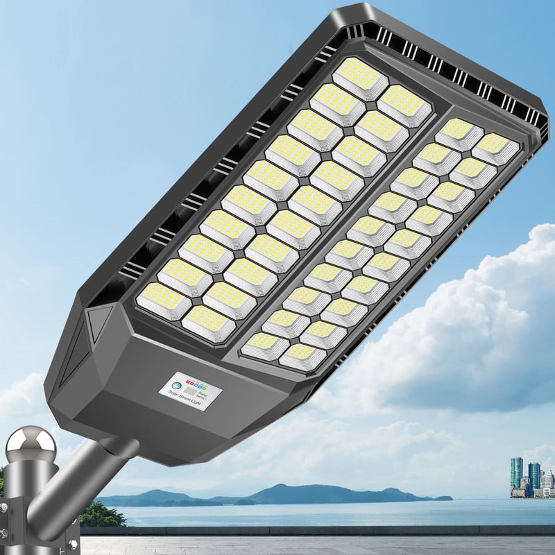 Adewalk - Solar Street Lights Outdoor, 9000W Solar Parking Lot Lights, 360000 Lumens Solar Lights Outdoor - Black