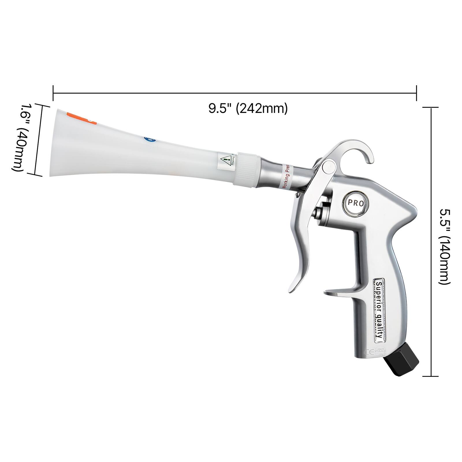 1.6" (40mm) 9.5" (242mm) Prei Working PRO RU Superior JaRUE quality D E 5.5" (140mm)