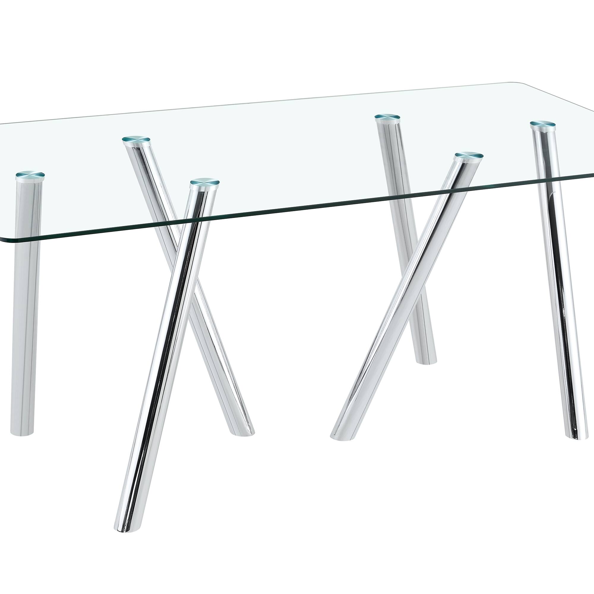 Alt View 7. Loheer - Loheer- 5.9x3 Ft Modern Rectangular Dining Table Large Kitchen Table for 6 to 8 Seater Family Meals - Silver.