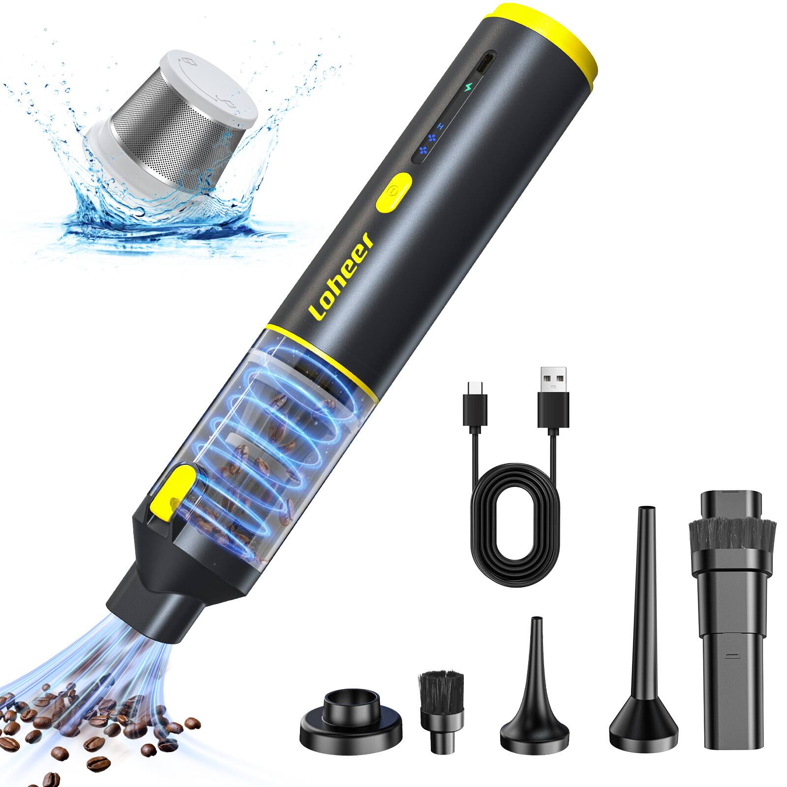 Loheer - Handheld Vacuum Cordless, Portable Car Vacuum Cleaner, 16KPA Powerful Suction for Car Home Pet - Black