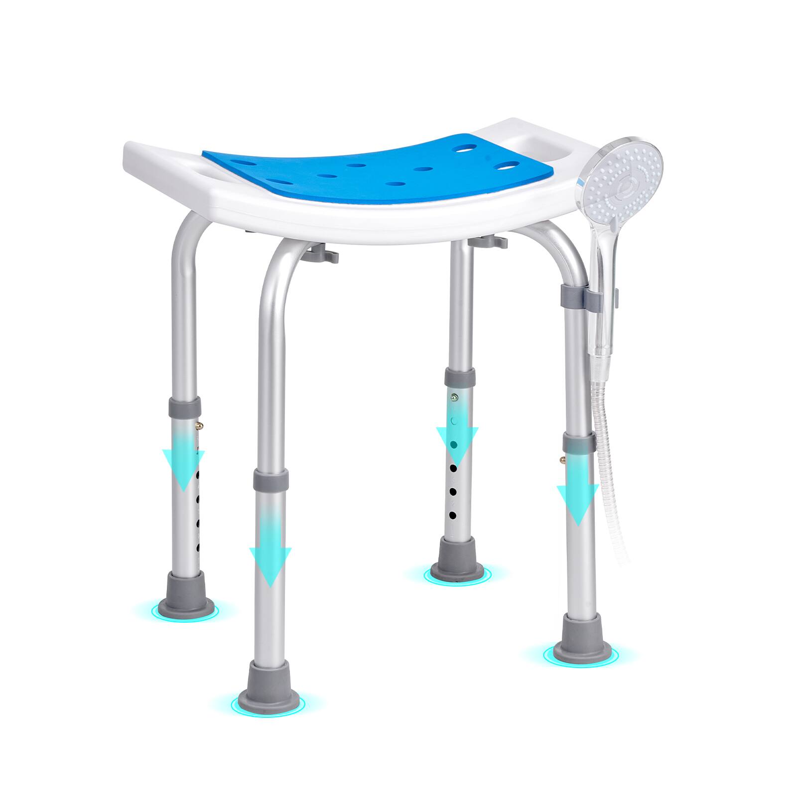 Alt View 5. VEVOR - Shower Chair, Adjustable Height Shower Stool, Shower Seat for Inside Shower or Tub - Silver;White.