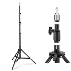Front. Neewer - Basics 6ft Light Stand, 4-Section, 11lb - Black.