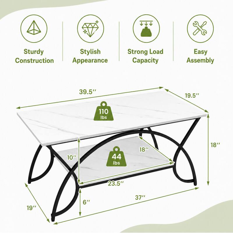 Sturdy Stylish Construction Appearance  
Strong Load Capacity  
Easy Assembly  

39.5"  
19.5"  
110 lbs  
10"  
44 lbs  
18"  
18"  
23.5"  
19"  
6"  
37"