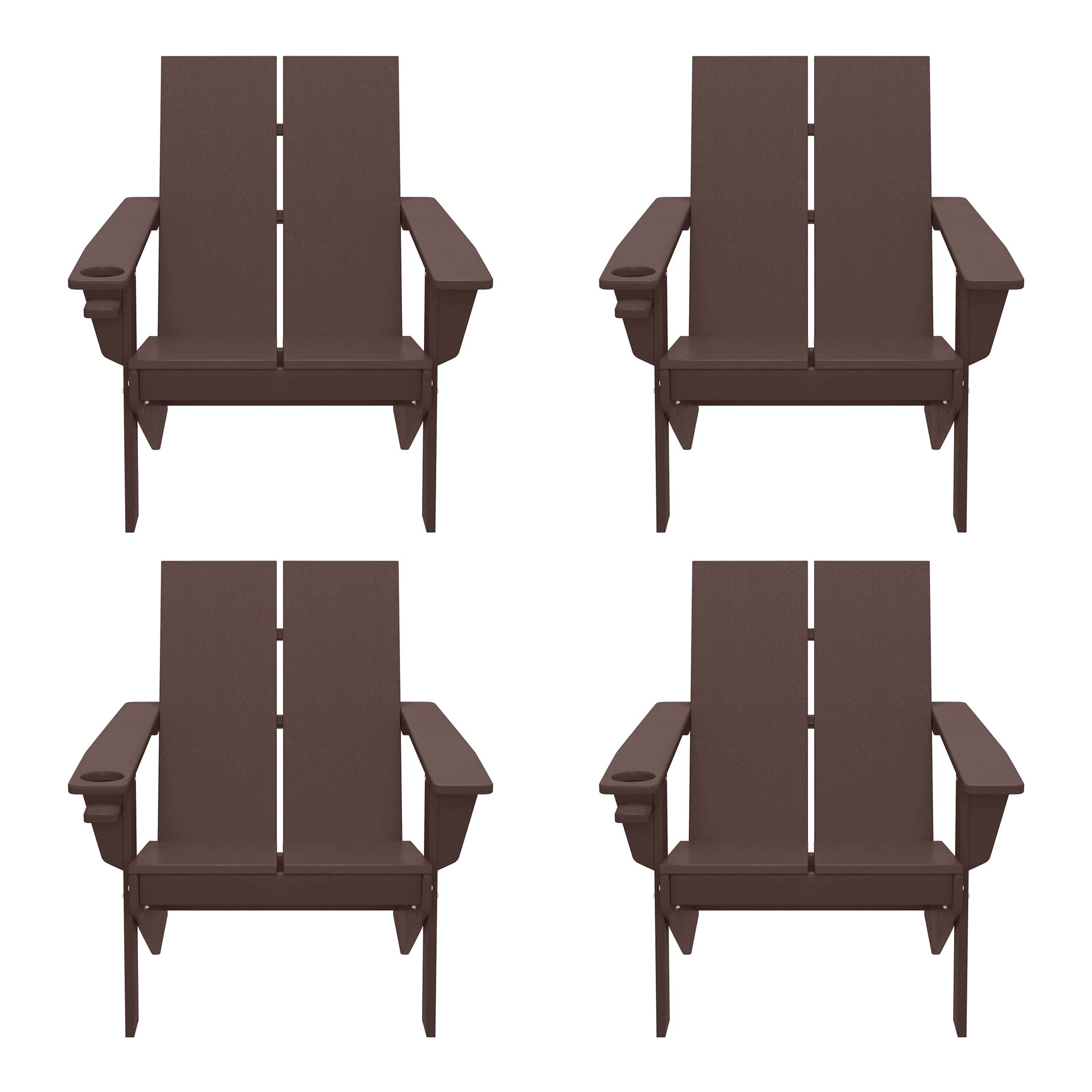 WestinTrends - Riviera Outdoor HDPE Modern Adirondack Chair with Cup Holder (Set of 4) - Dark Brown price history on PriceWatchPro