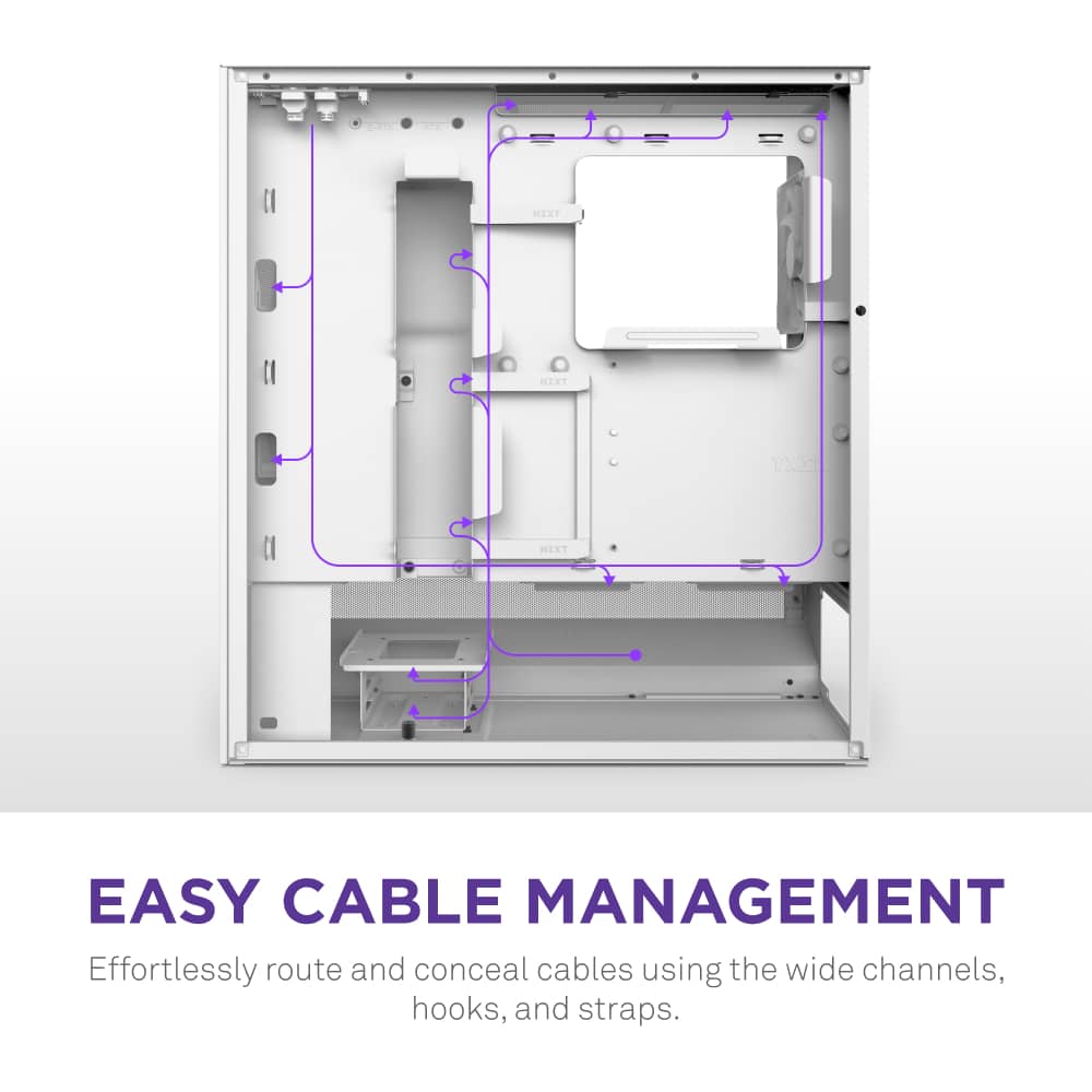 Easy Cable Management: Effortlessly route and conceal cables using the wide channels, hooks, and straps.