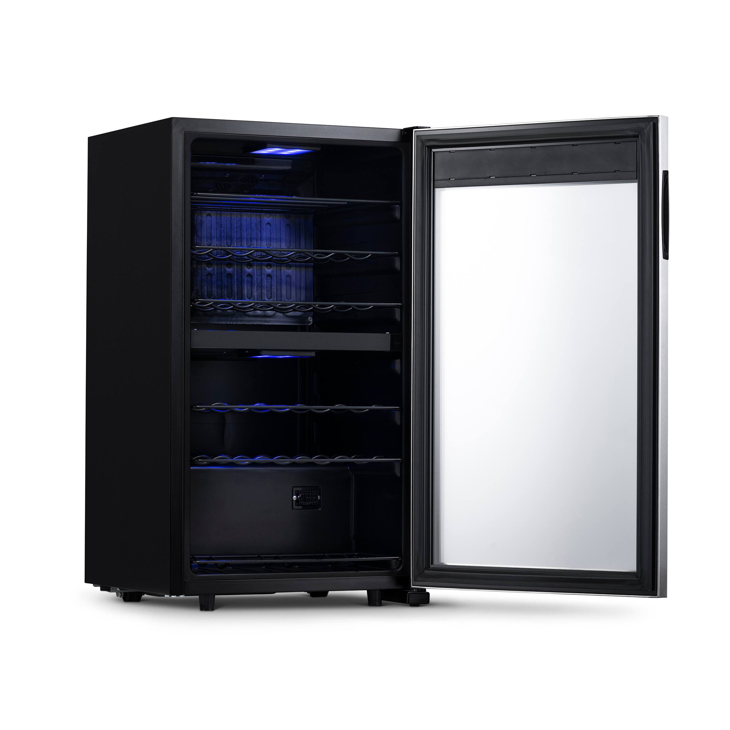 Alt View 13. NewAir - Freestanding 28 Bottle Dual Zone Compressor Wine Fridge with Adjustable Racks and Exterior Digital Thermostat - Stainless Steel.