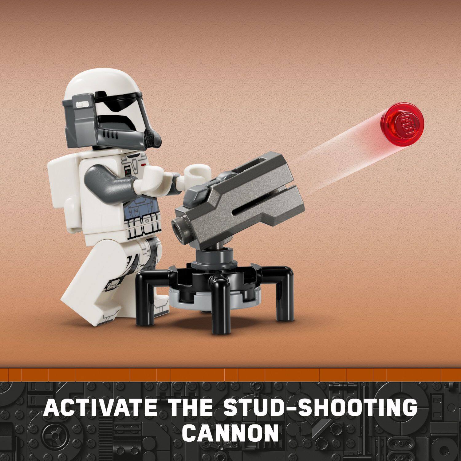 Activate the stud-shooting cannon.