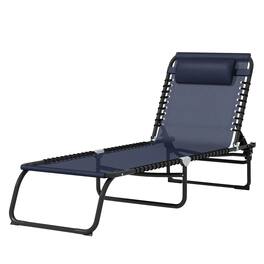Resenkos - Foldable Chaise Lounge, 4-Position Reclining Back, Trifold Portable design And Breathable Mesh - Blue