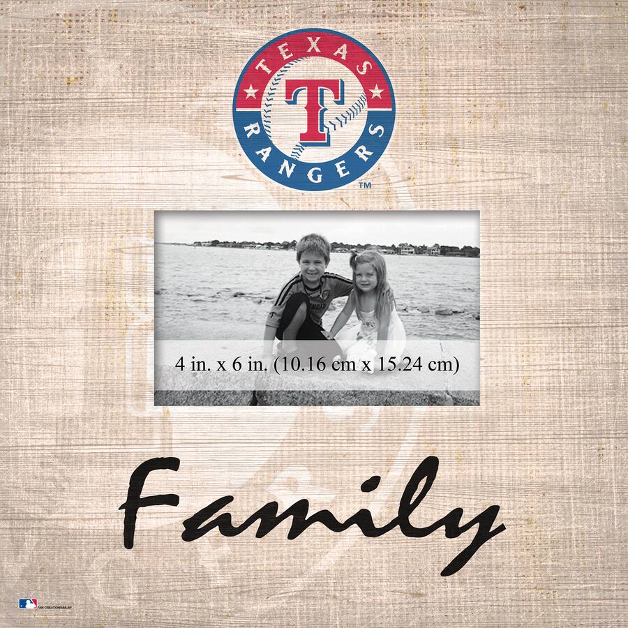Texas Rangers Pattern Material Fan Creations Texas Rangers 10'' x 10'' Burlap Pattern Frame Multicolor ...