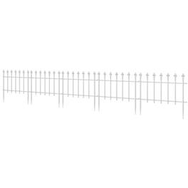 Outsunny - Decorative Garden Fence, 9.2' x 17.25" 5 Steel Panels, Decorative Border for Landscape, Flower Bed - White