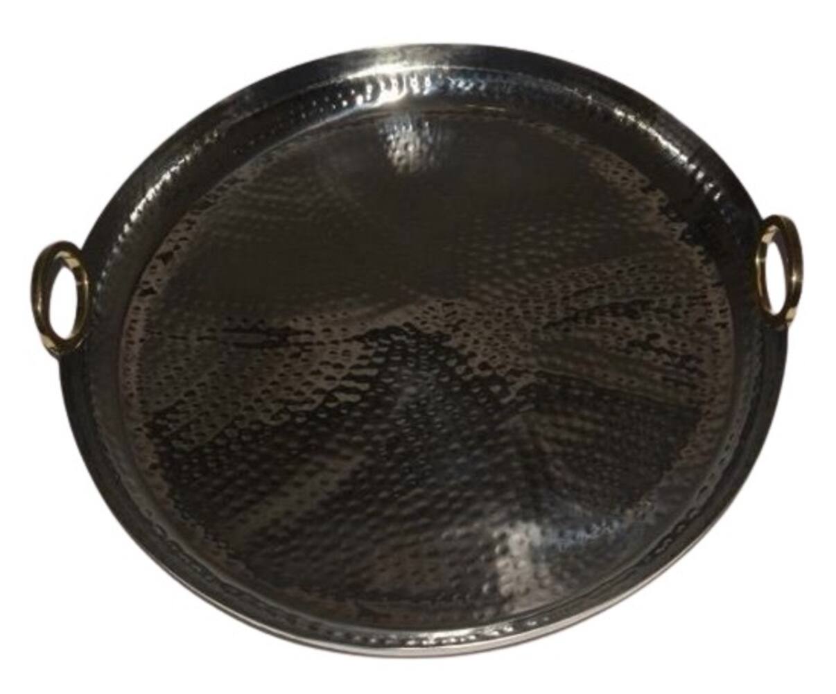 Angle. Jiallo - Hamilton round tray - Stainless Steel - Silver.