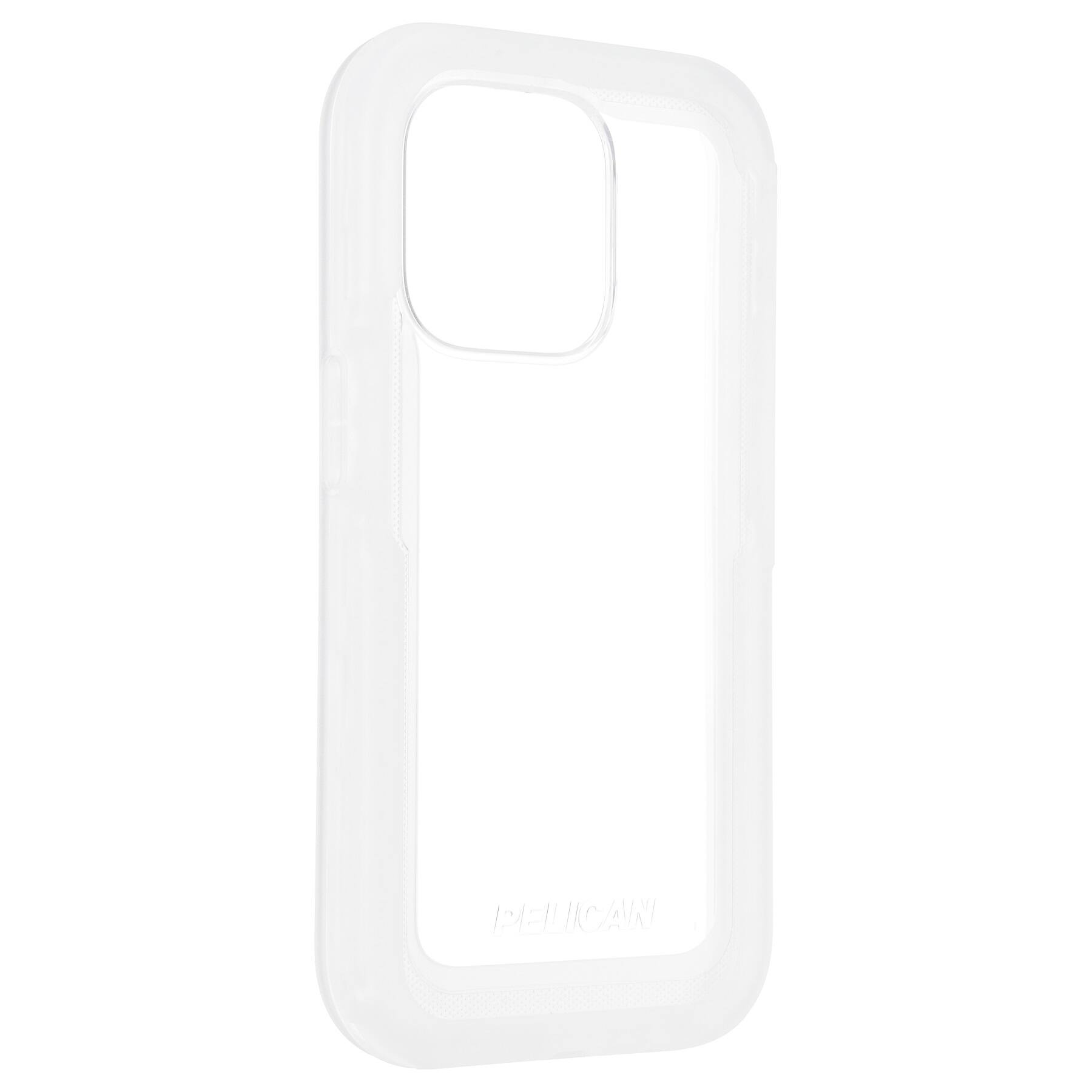 Angle. Pelican - Voyager Antimicrobial Hardshell Case for Apple iPhone 14 Pro - Clear.