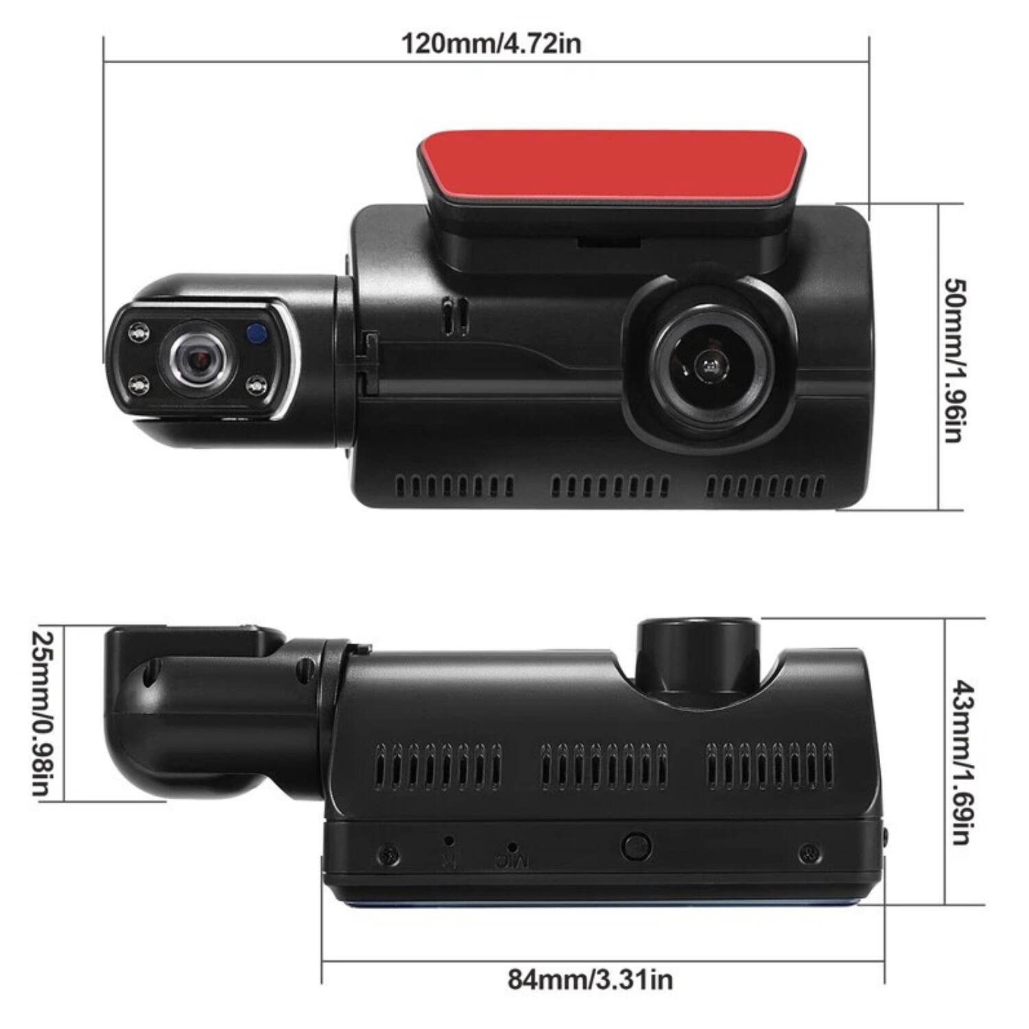 120mm/4.72in  
50mm/1.96in  
25mm/0.98in  
43mm/1.69in  
84mm/3.31in