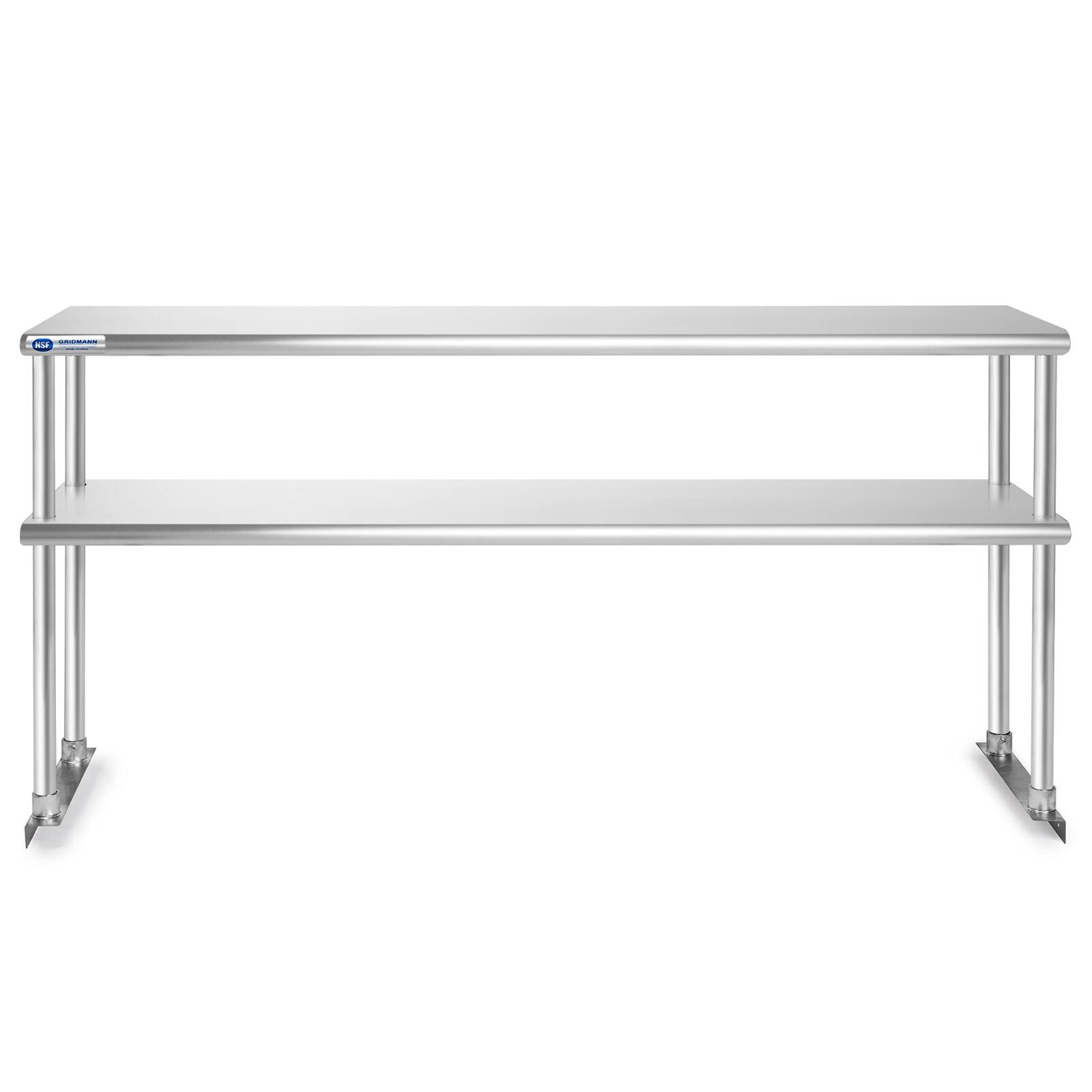Alt View 2. GRIDMANN - 72 x 30-in NSF Stainless Steel Prep Table w Double Shelf - Silver.