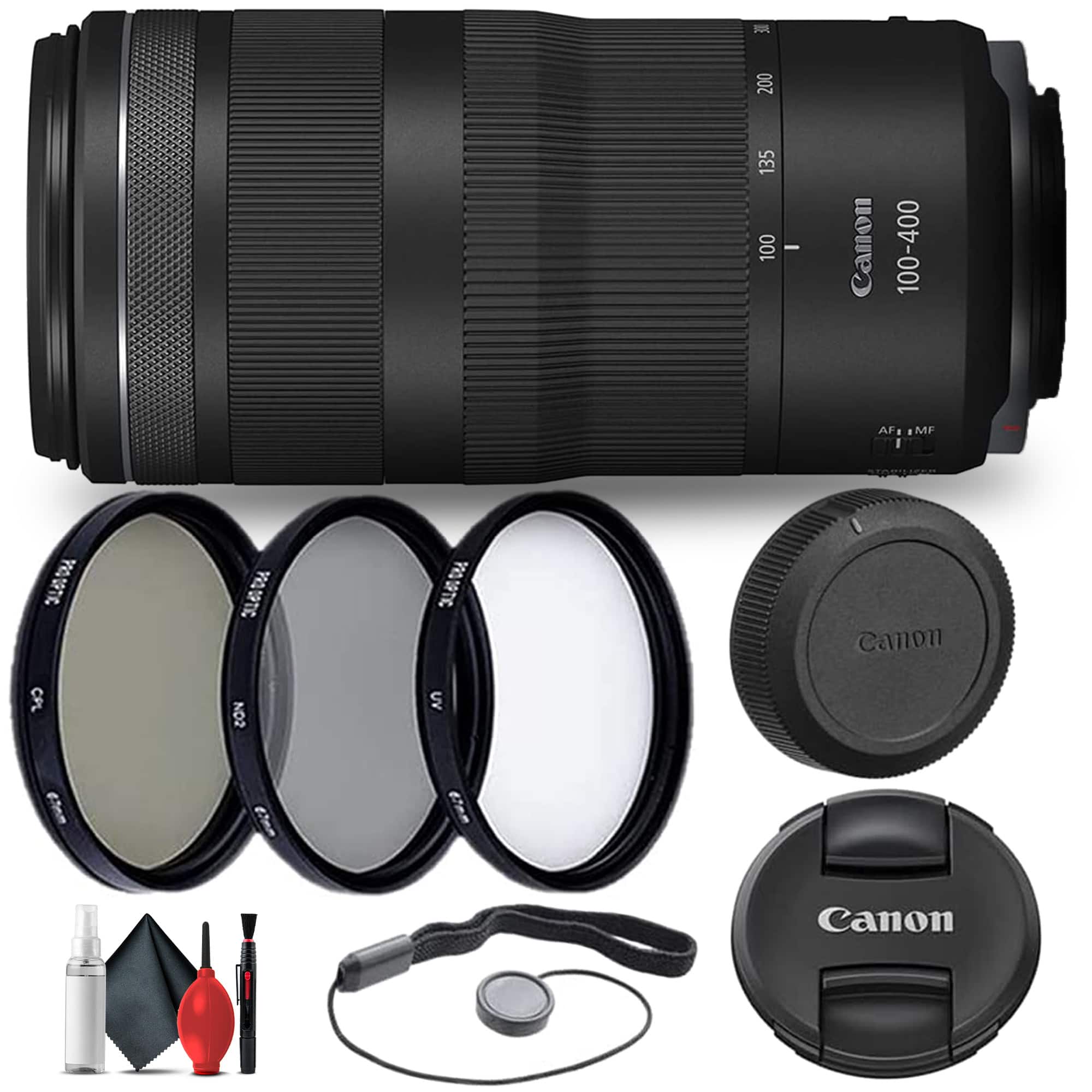 Canon - RF 100-400mm f/5.6-8 IS USM Lens (5050C002) + Filter + Cap Keeper + More - Black