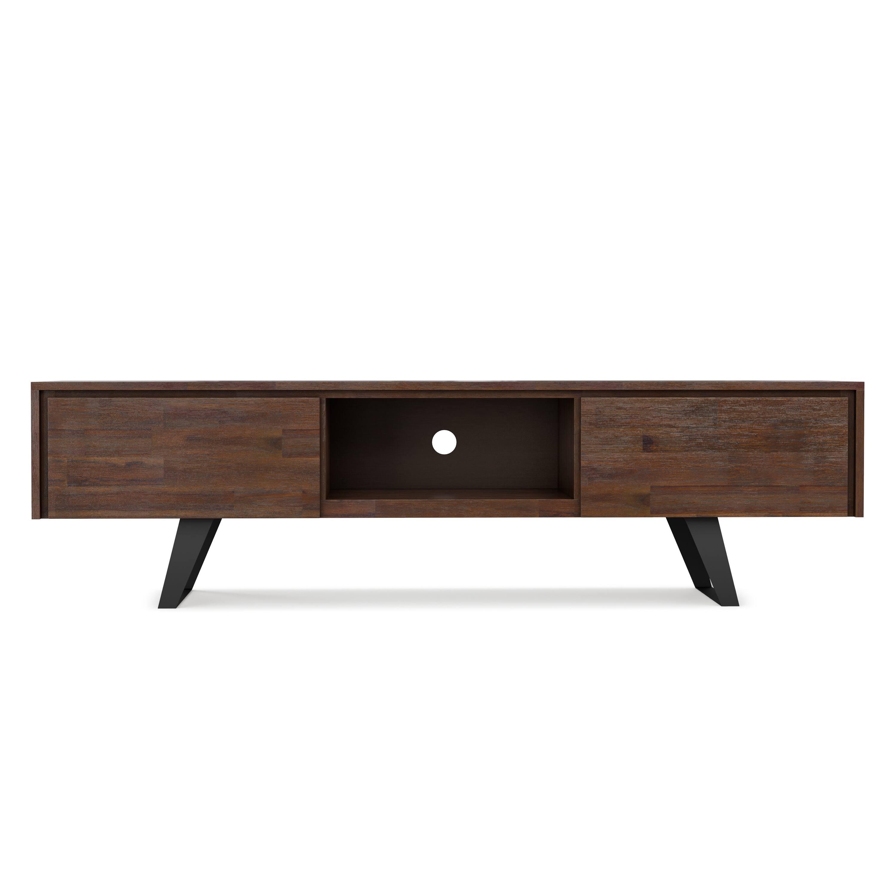Left. Simpli Home - Lowry SOLID ACACIA WOOD 72 inch TV Media Stand in Distressed Charcoal Brown For TVs up to 80 inches - Distressed Charcoal Brown.