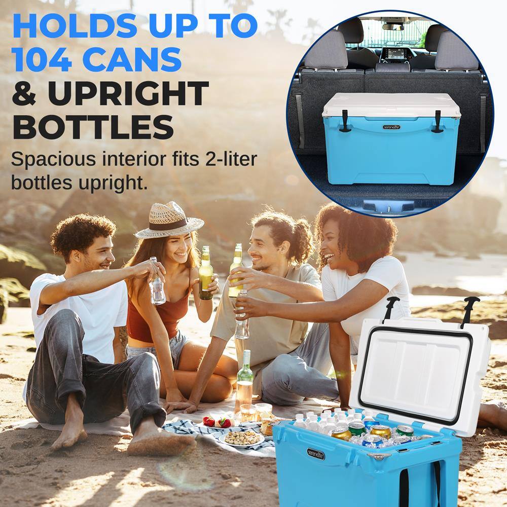 HOLDS UP TO 104 CANS & UPRIGHT BOTTLES  
Spacious interior fits 2-liter bottles upright.