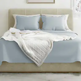 Lavish Home - Cable Knit Throw Blanket for Couch, Sofa, or Bed 60x80-Inch Soft and Cozy Blanket Throws Warm Sherpa - Ivory