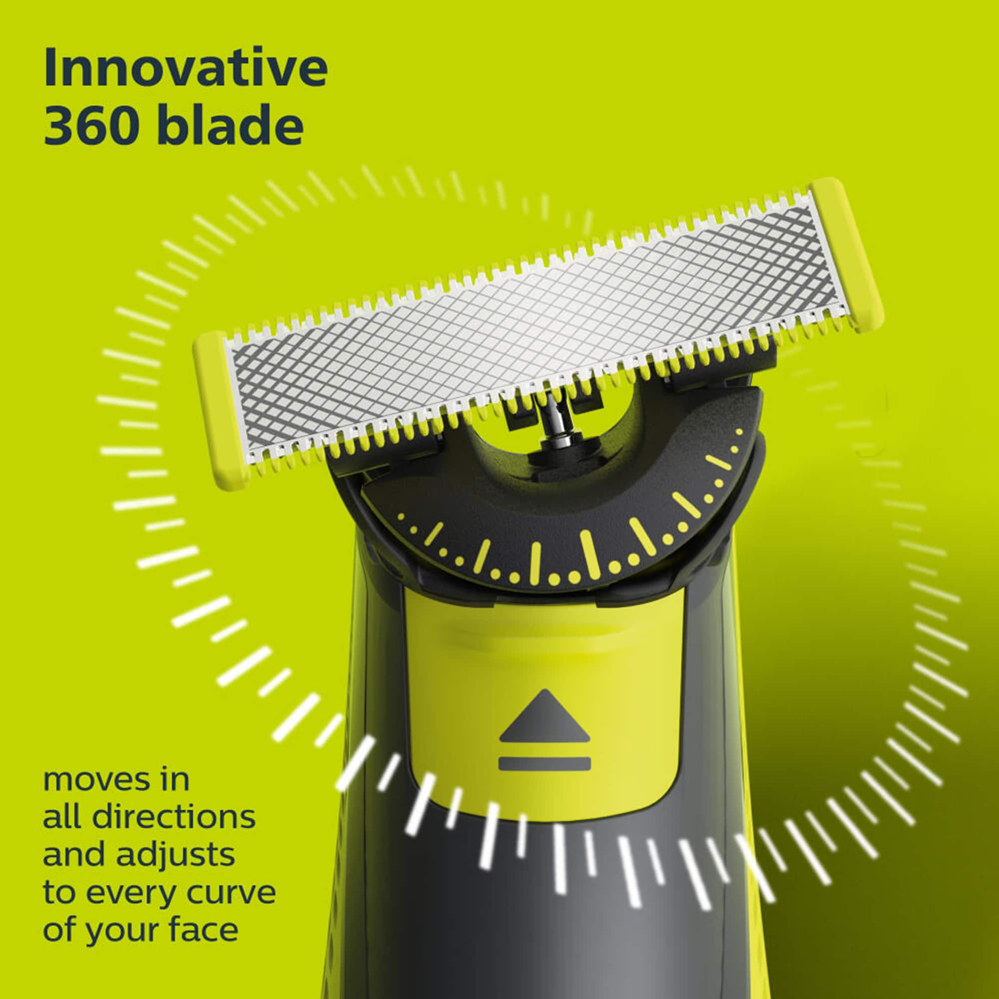 Innovative 360 blade moves in all directions and adjusts to every curve of your face.