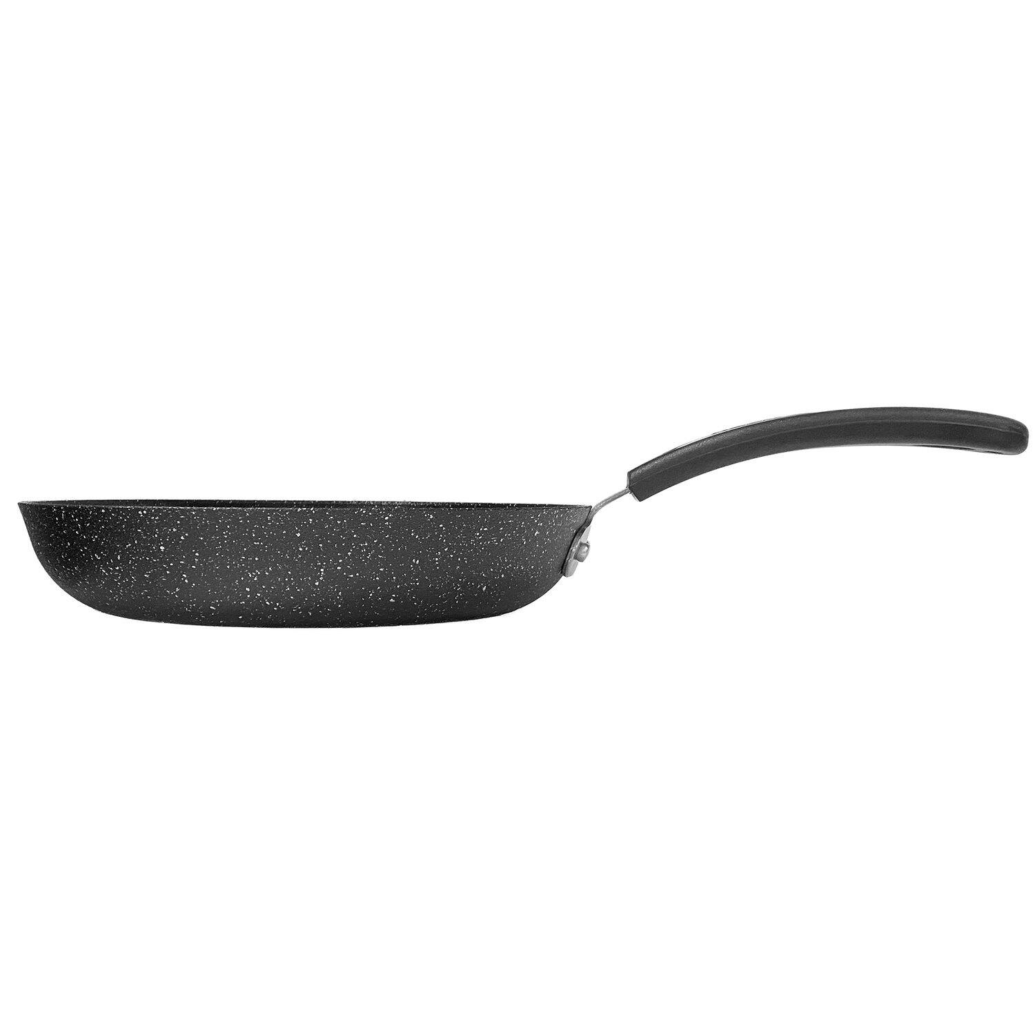 Back. THE ROCK by Starfrit - Terra Marble Non-Stick Fry Pan 10" with Bakelite Handle - Black.