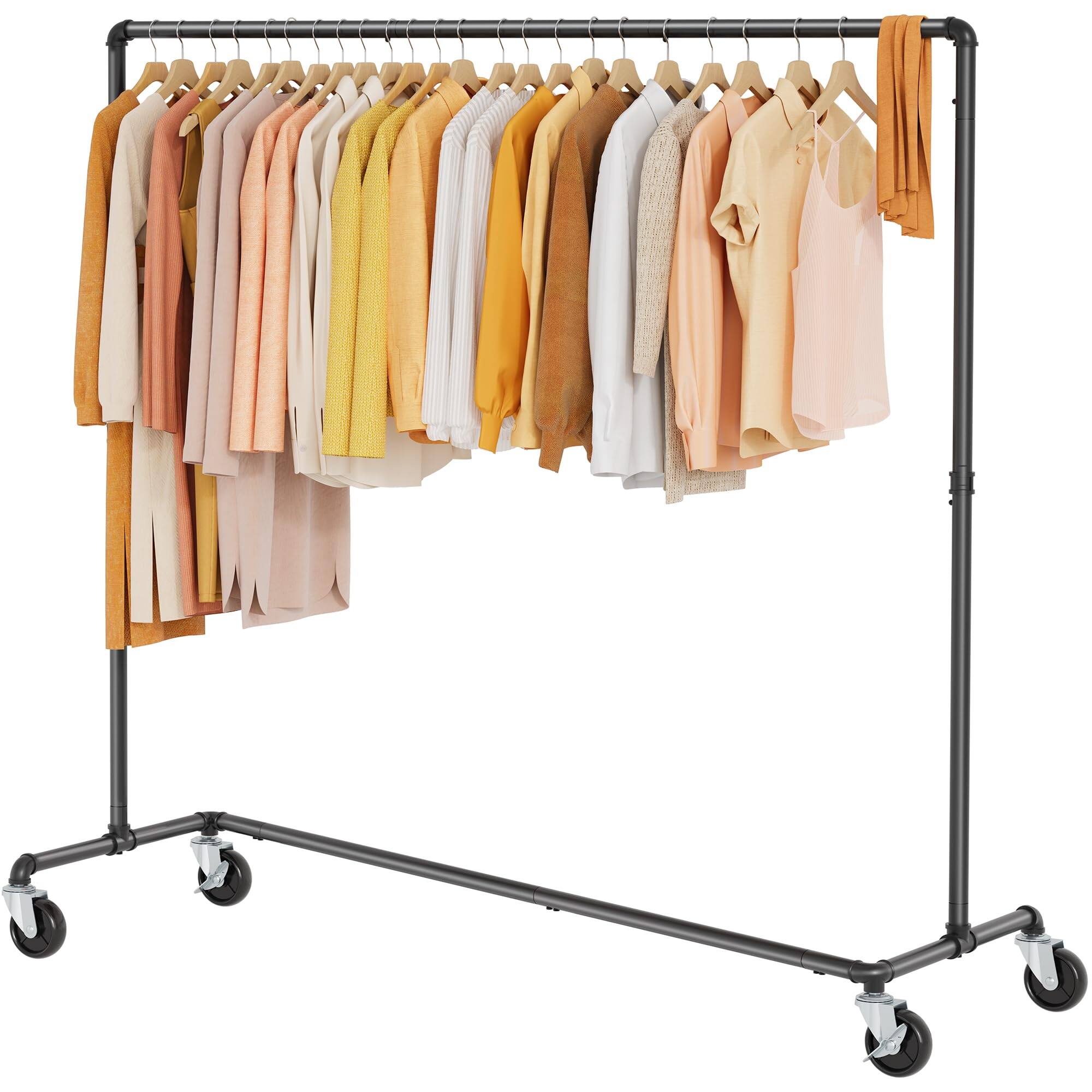 Front. Refined Abode Design - Clothing Racks For Hanging Clothes Z Rack Heavy Duty Hold Industrial With Lockable Wheels Rolling Bedroom L... - Black 1 Pack.