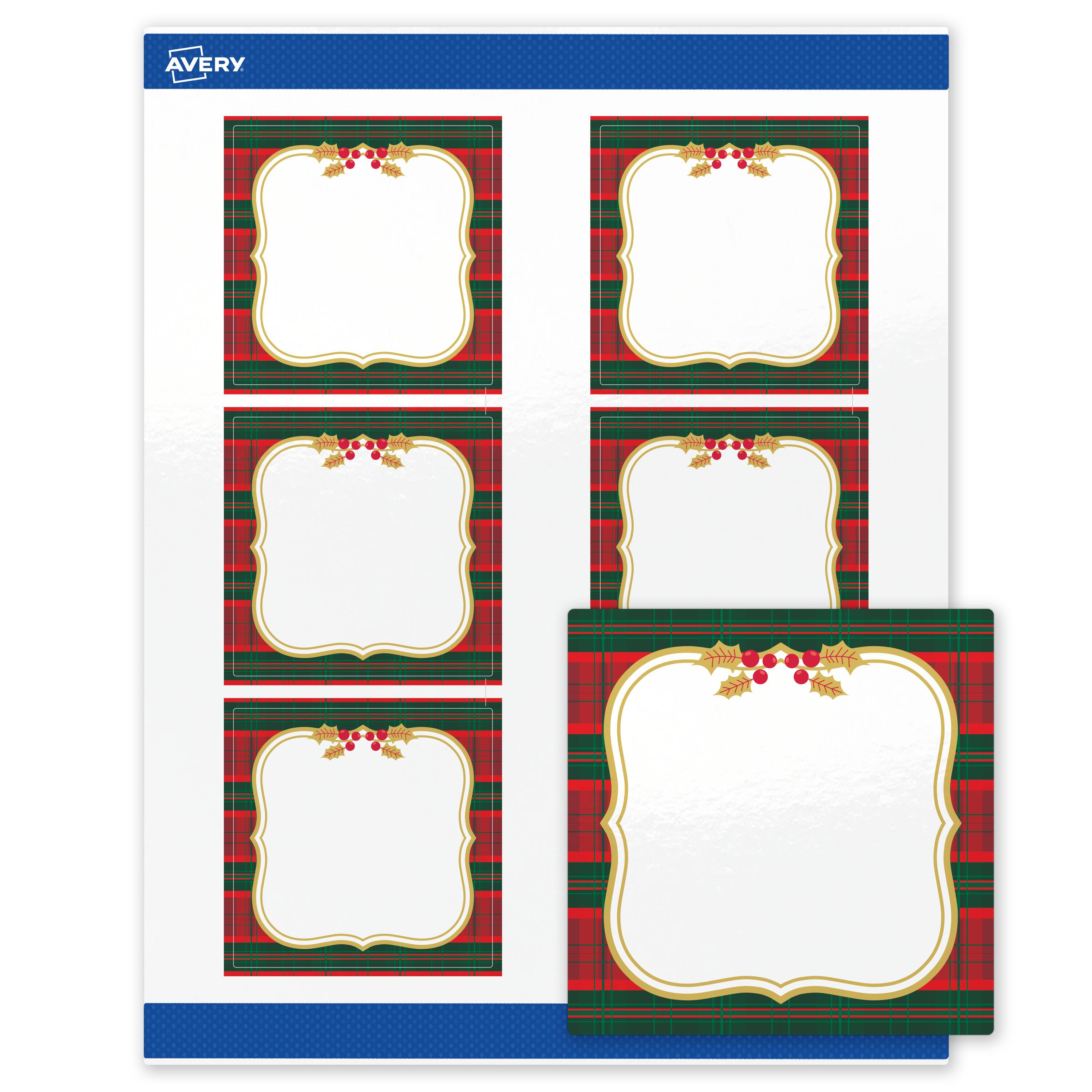 "Avery - Avery® Labels, 3"" x 3"", Gold-Red-Green Plaid, Glossy, 60ct - White" price history on PriceWatchPro