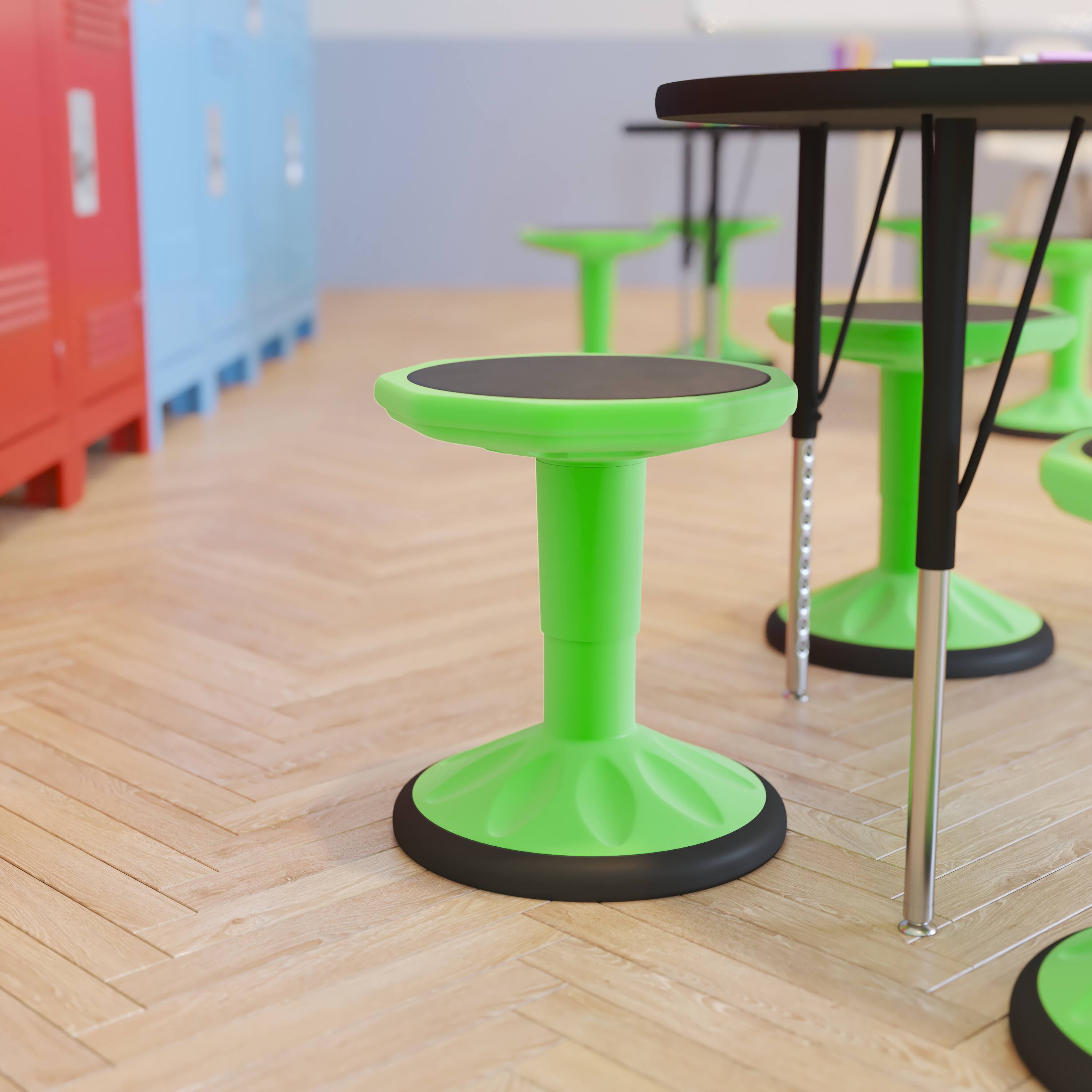 Alt View 3. Emma + Oliver - Saylor Height Adjustable Active Motion Stool for Kids with Weighted Rubber Non-Slip Bottom - Green.