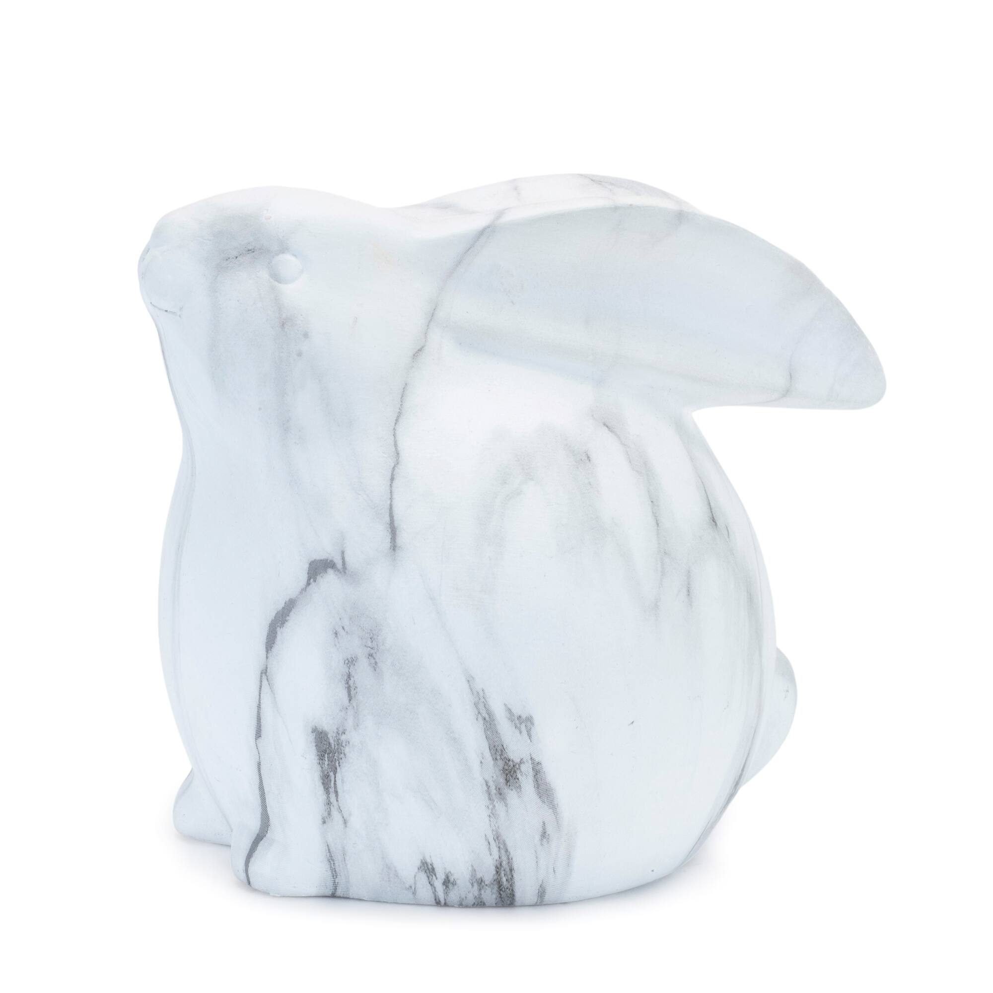 Back. BreeBe - Marble Design Rabbit Shelf Sitter (Set of 2) - White, Grey.