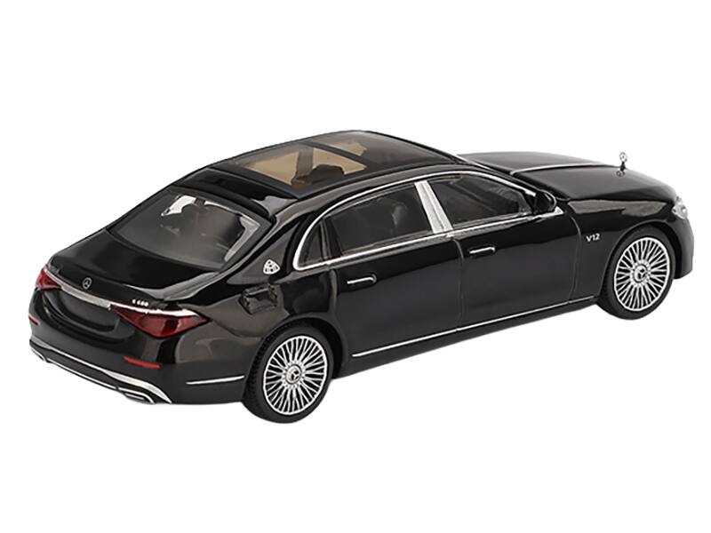 Left. Mini GT - Mercedes-Maybach S 680 Black Limited Edition 1/64 Diecast Model Car by Mini GT - Black.