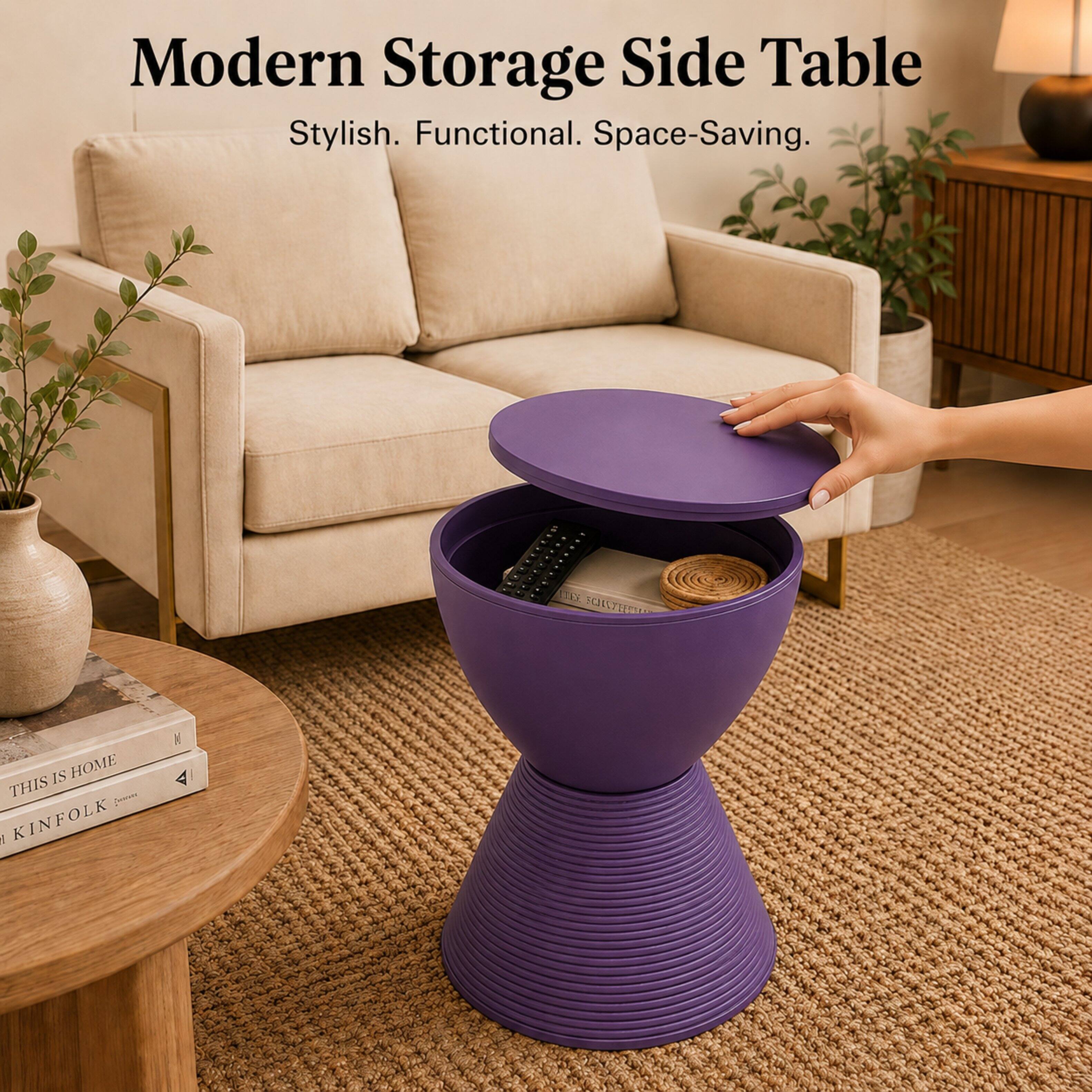 LeisureMod Boyd Modern Round Hourglass Accent Side Table, Drum Storage ...