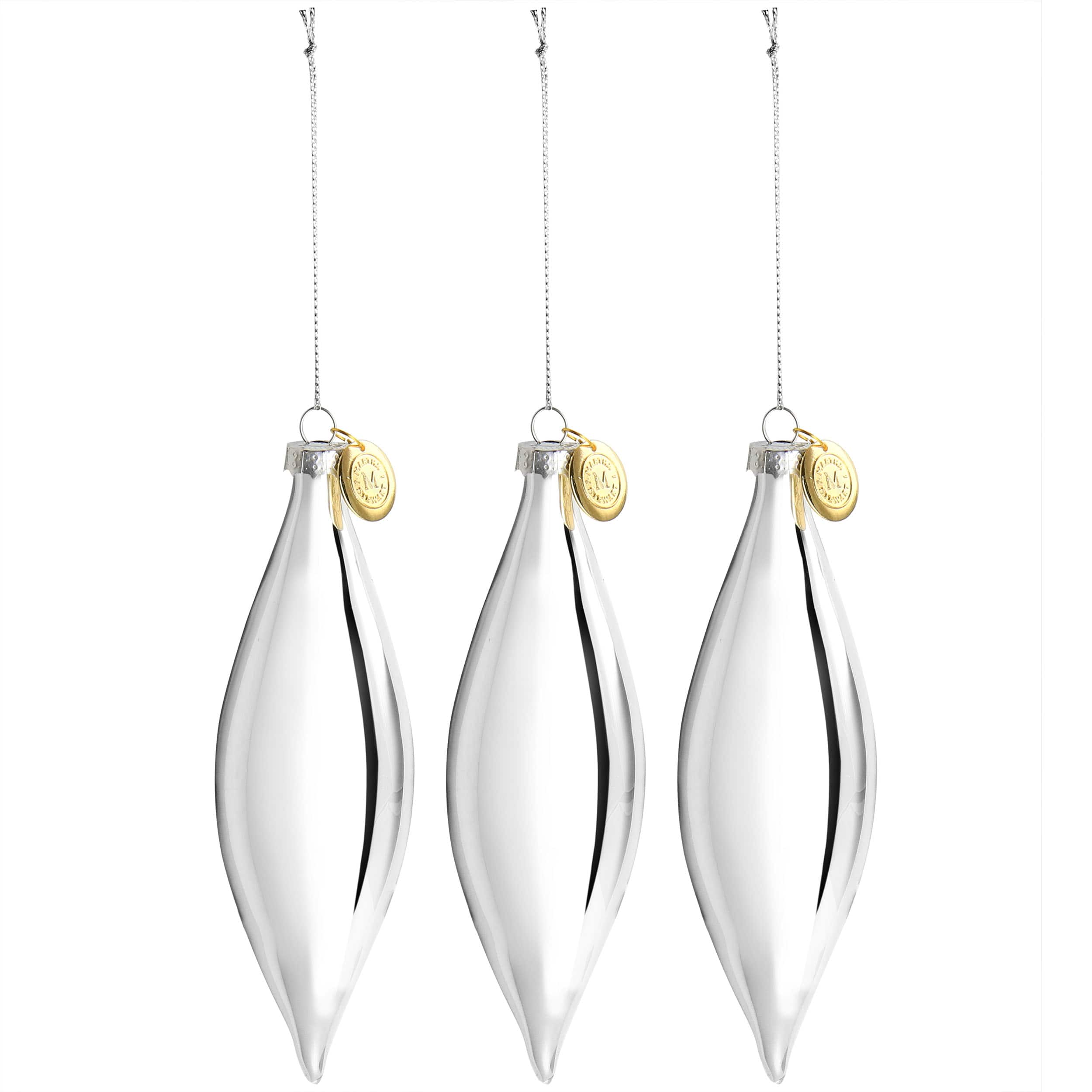 Martha Stewart - Holiday Double Pointed 3 Piece Ornament Set - Silver
