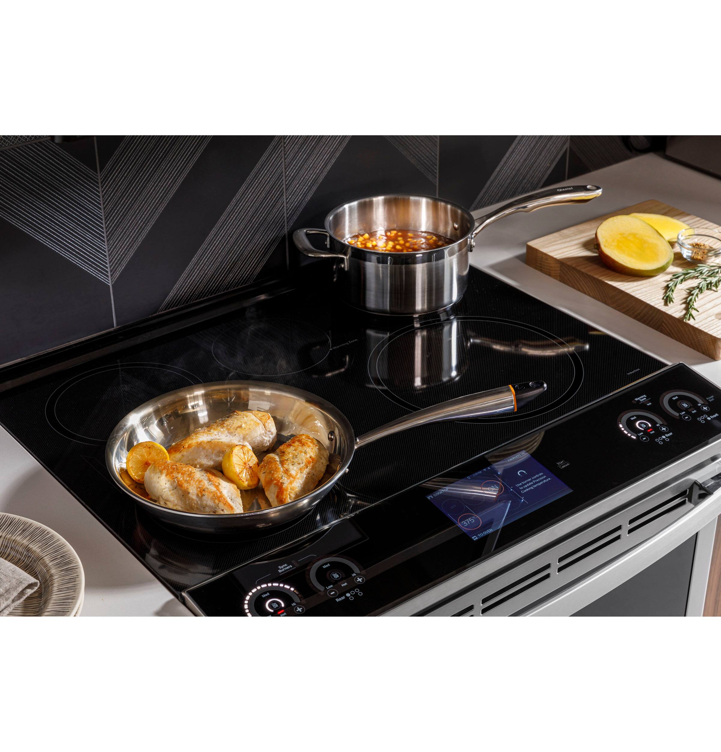 Alt View 20. GE Profile - 5.3 Cu. Ft. Slide-In Electric Induction Convection Range with Self-Clean and Steam Clean and No Preheat Air Fry - Stainless Steel.