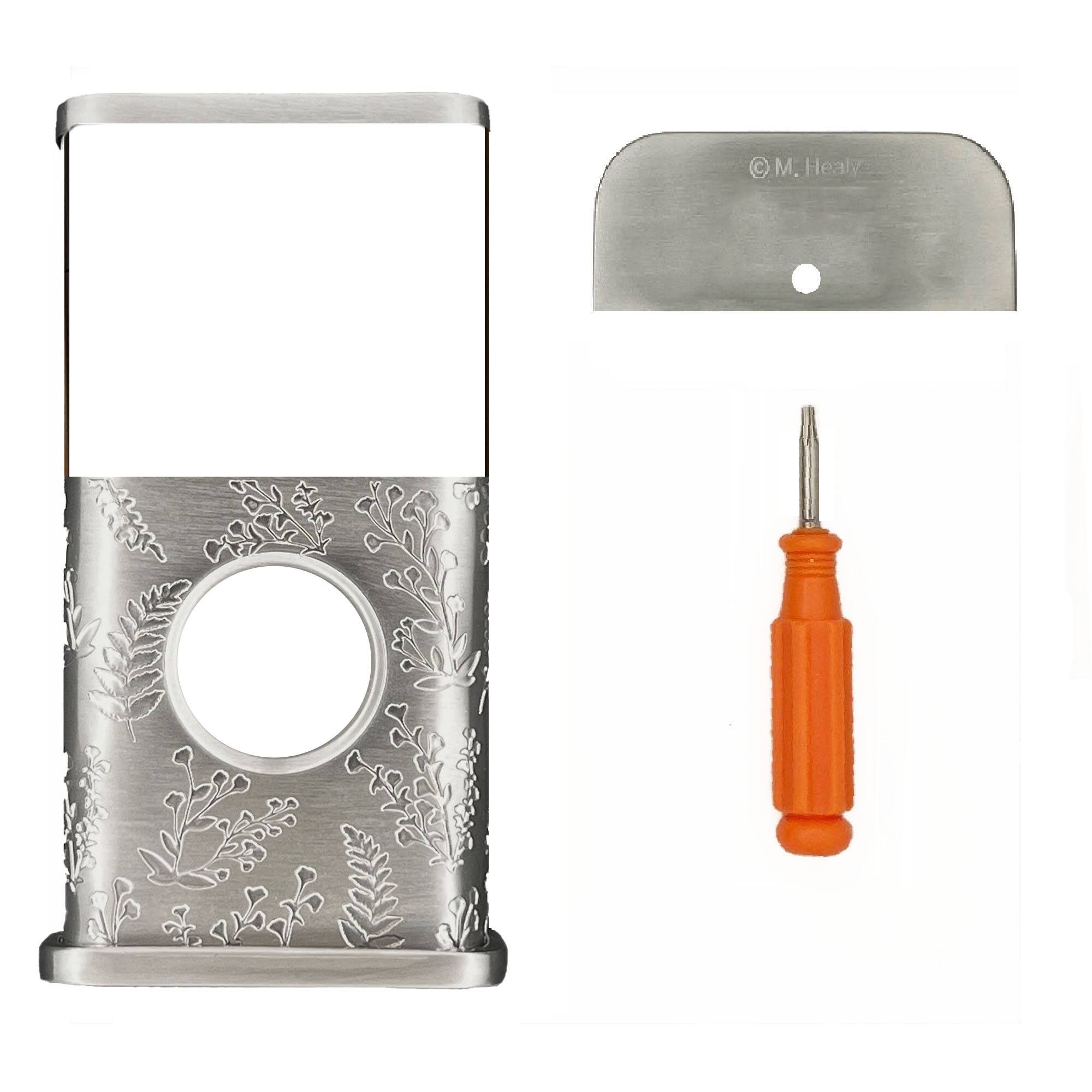 Back. Michael Healy - Wildflower Video Doorbell Cover (Ring 3, 3 Plus, 4, Battery Plus, Battery Pro) - Nickel Silver.