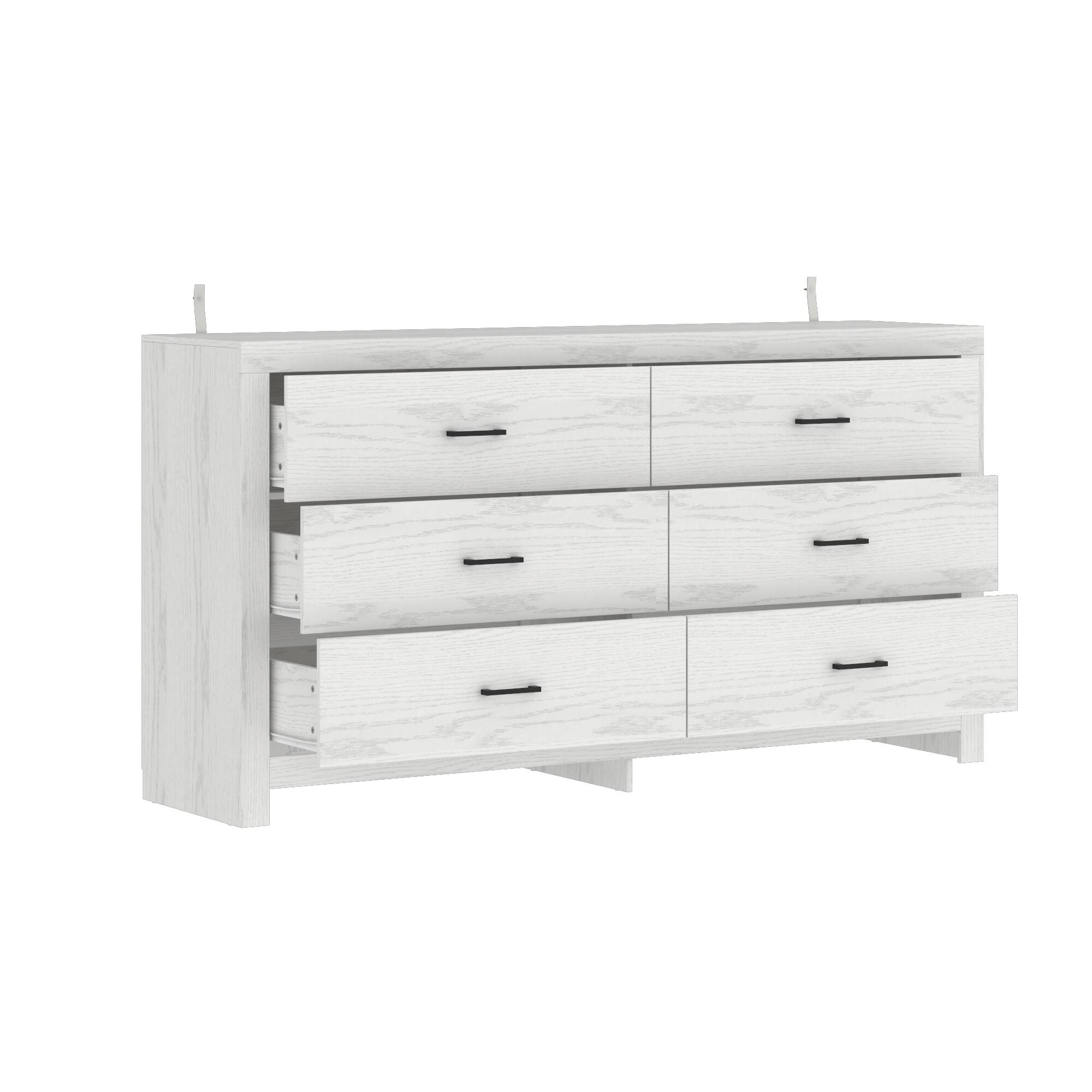 Angle. FUFU & GAGA - FUFU&GAGA 6 - Drawer Horizontal Dresser with Anti - Tip Feature – Modern Wood Organizer for Bedroom - White.
