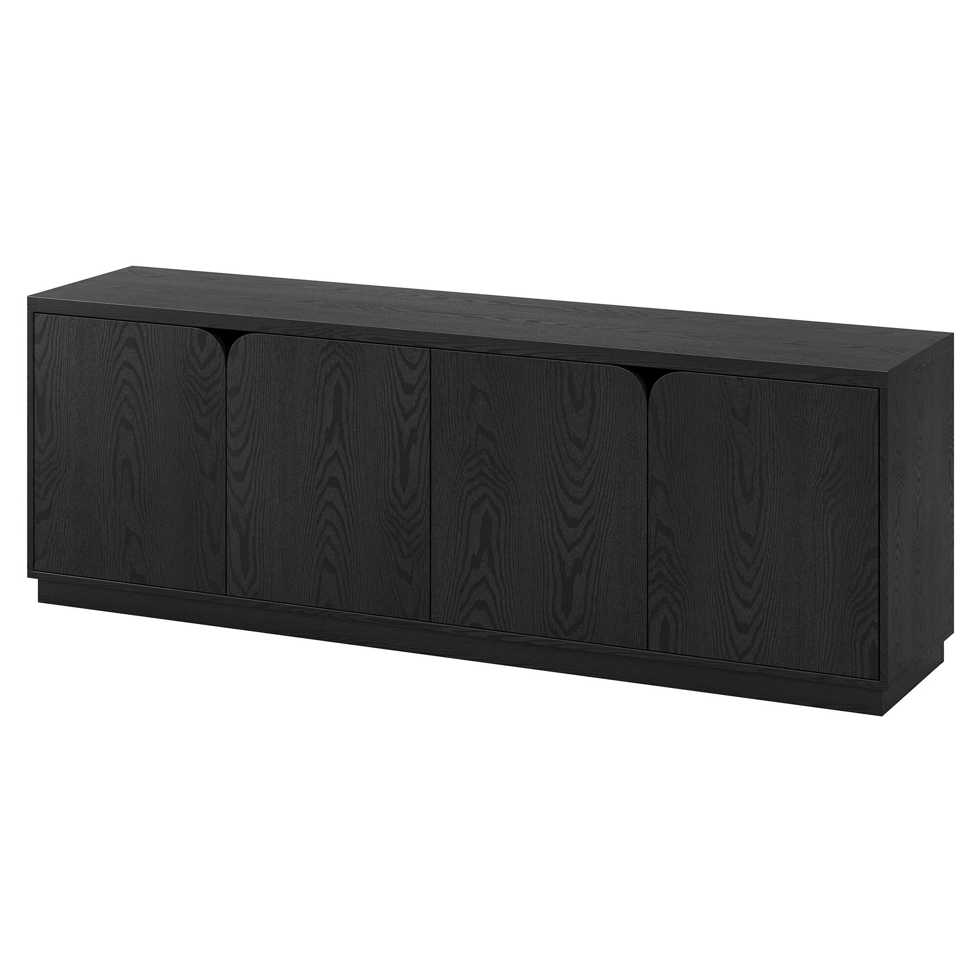 Left. Hudson&Canal - Fitzroy Rectangular TV Stand for TV's up to 78" in Black Grain - Black Grain.