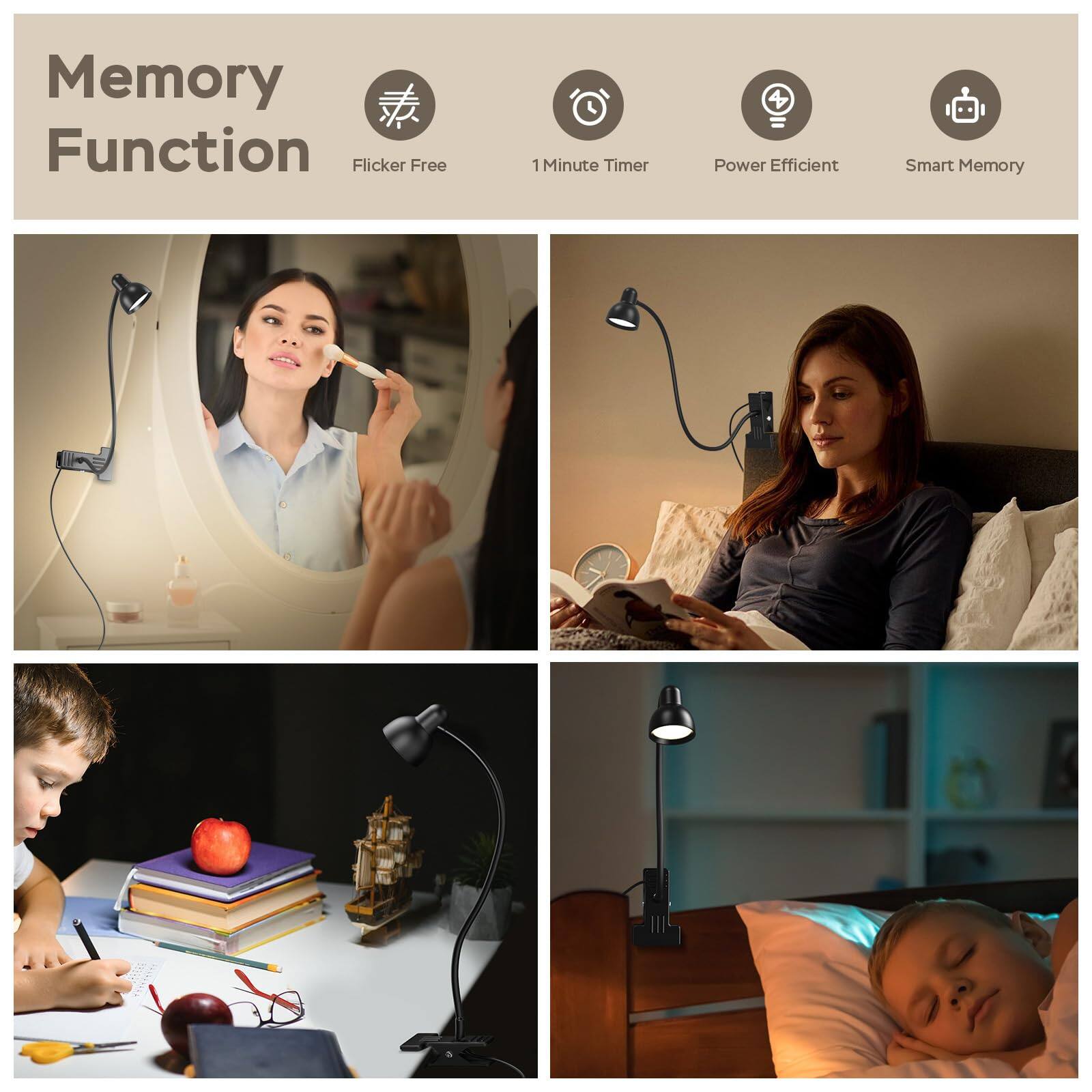 Memory Function  
- Flicker Free  
- 1 Minute Timer  
- Power Efficient  
- Smart Memory