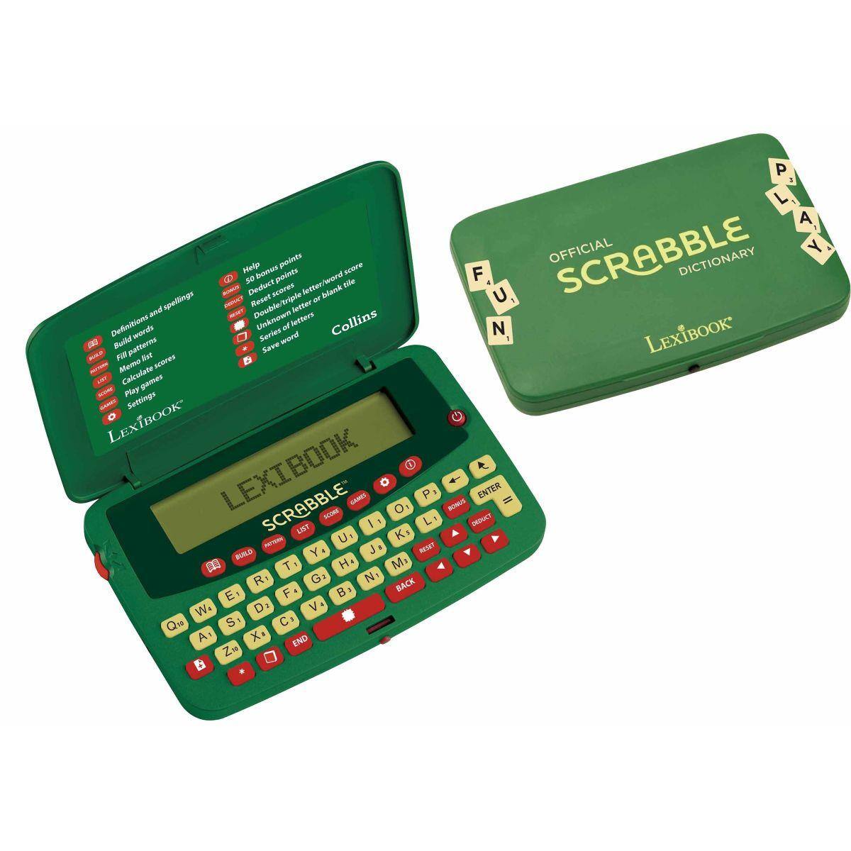 P S L points OFFICIAL SCRABBLE PLAY A Y Melp zunod points score F DICTIONARY GD se letter/word tile - Deduct acores blank U spellingx Reset or and Tm Double/triple Unknown letters letter Collins Definitions words Series mea of N LEXIBOOK -2 Buikd patterne Save - FU Aut scores UTO Memo ia Calculate games Play Settings LEXIBOOK LEXIBOOK O O CAMES P I ENTER BONUS = SCRABBLE LIST NOOME I o K. L DEDOCT - U. BUILD Y J. NESET CE T H. M R. G N. F  1 BACK E, w. D. V Qn S , A. X. END Zu  B

Corrected text:

P S L points OFFICIAL SCRABBLE PLAY A Y Melp zunod points score F DICTIONARY GD se letter/word tile - Deduct scores blank U spellingx Reset or and Tm Double/triple Unknown letters letter Collins Definitions words Series mea of N LEXIBOOK -2 Build patterns Save - FU Auto scores UTO Memo ia Calculate games Play Settings LEXIBOOK LEXIBOOK O O CAMES P I ENTER BONUS = SCR