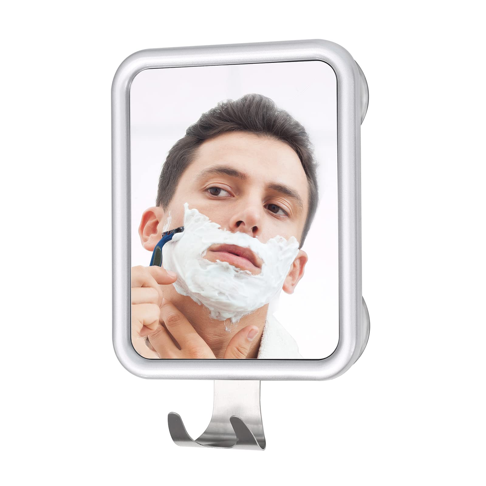 Front. PO3TICJUNKI3 - Shower Mirror Fogless With Suctions Anti Fog Bathroom Bathtub Holder Men - Default.