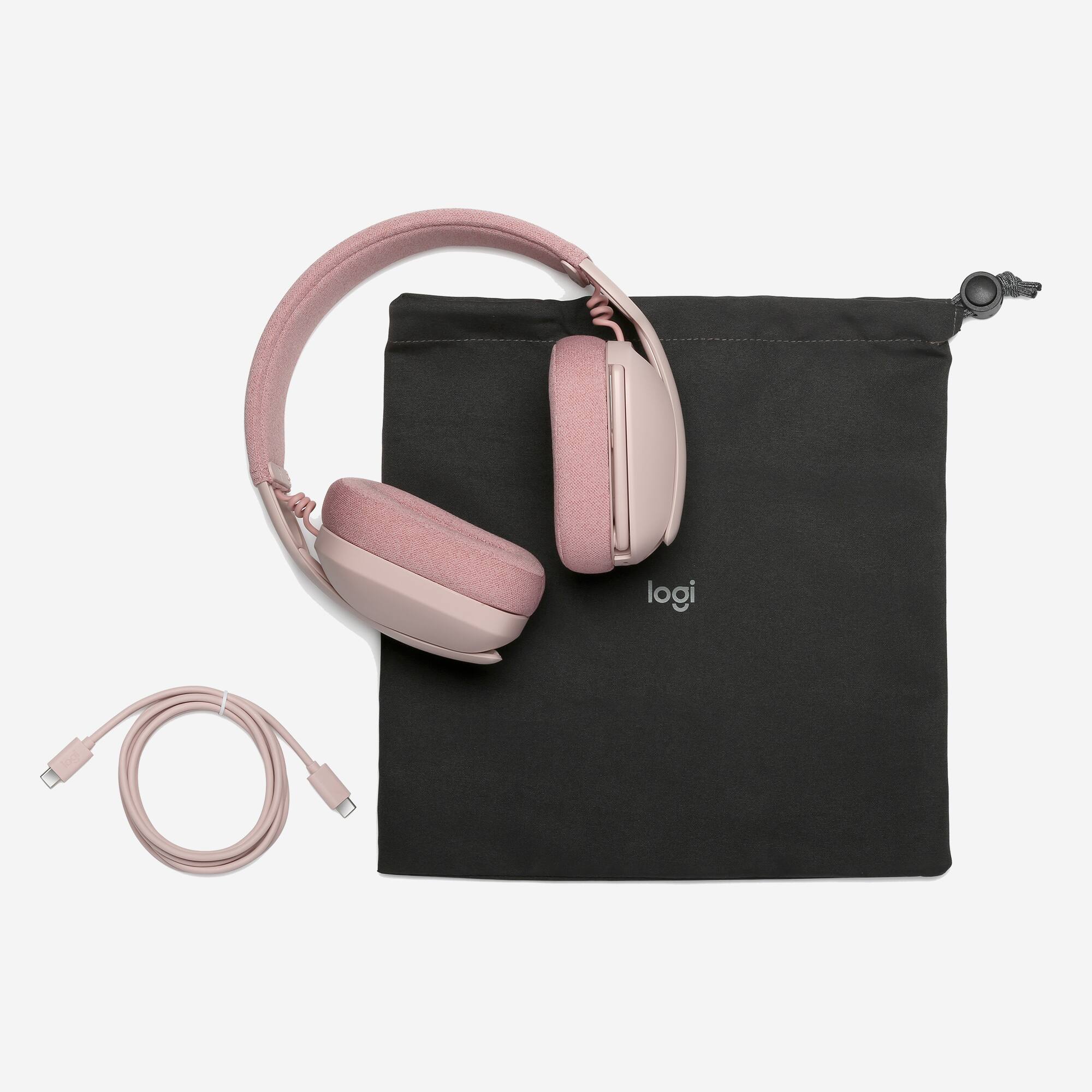 Alt View 19. Logitech - Zone Vibe 100 Bluetooth Over Ear Headphones with Noise-Cancelling Microphone - Rose.