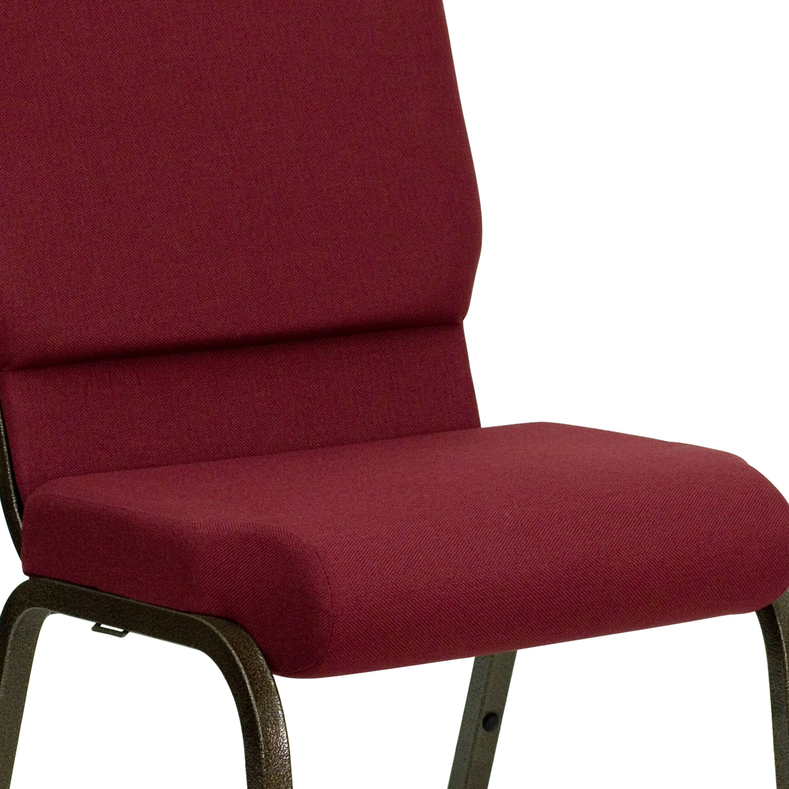 Alt View 9. Emma + Oliver - 4 Pack 18.5''W Stacking Church Chair - Burgundy Fabric/Gold Vein Frame.