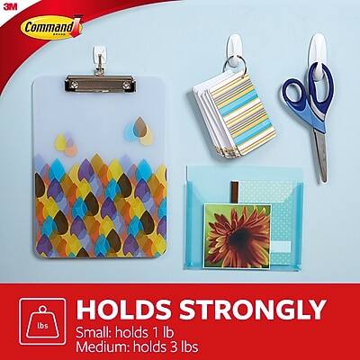 3M Command

HOLDS STRONGLY

Small: holds 1 lb  
Medium: holds 3 lbs