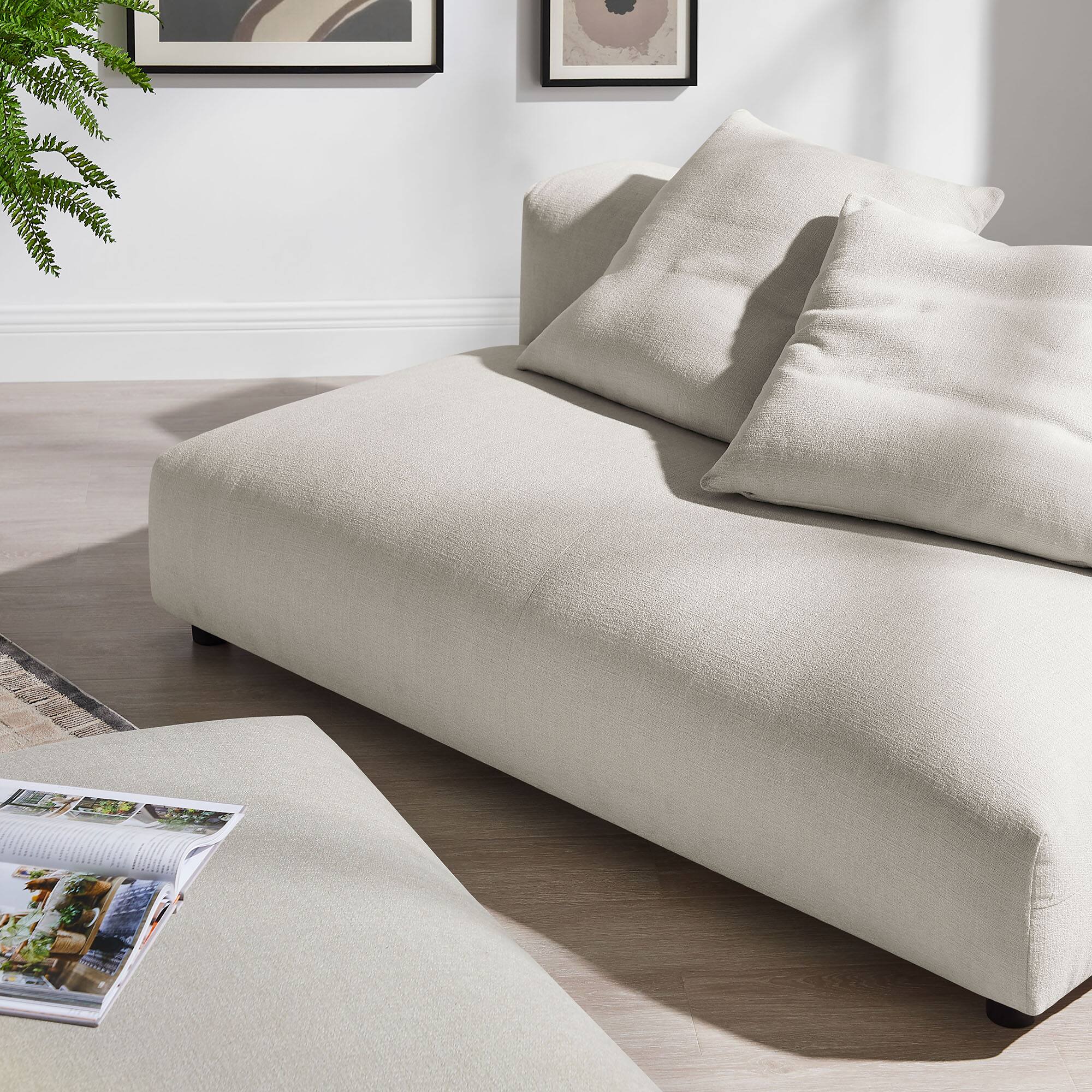Alt View 9. Modway - Solace Modular Upholstered Fabric Armless Loveseat and Ottoman Set by Modway - Salt.