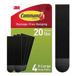 Command - Damage Free Extra Large Hanging Strip, 20 lbs., 4/Pack - Black