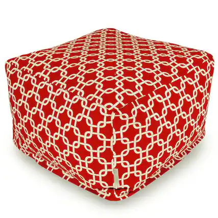 Front. Majestic Home - Ottoman Pouf Links Red - Red.
