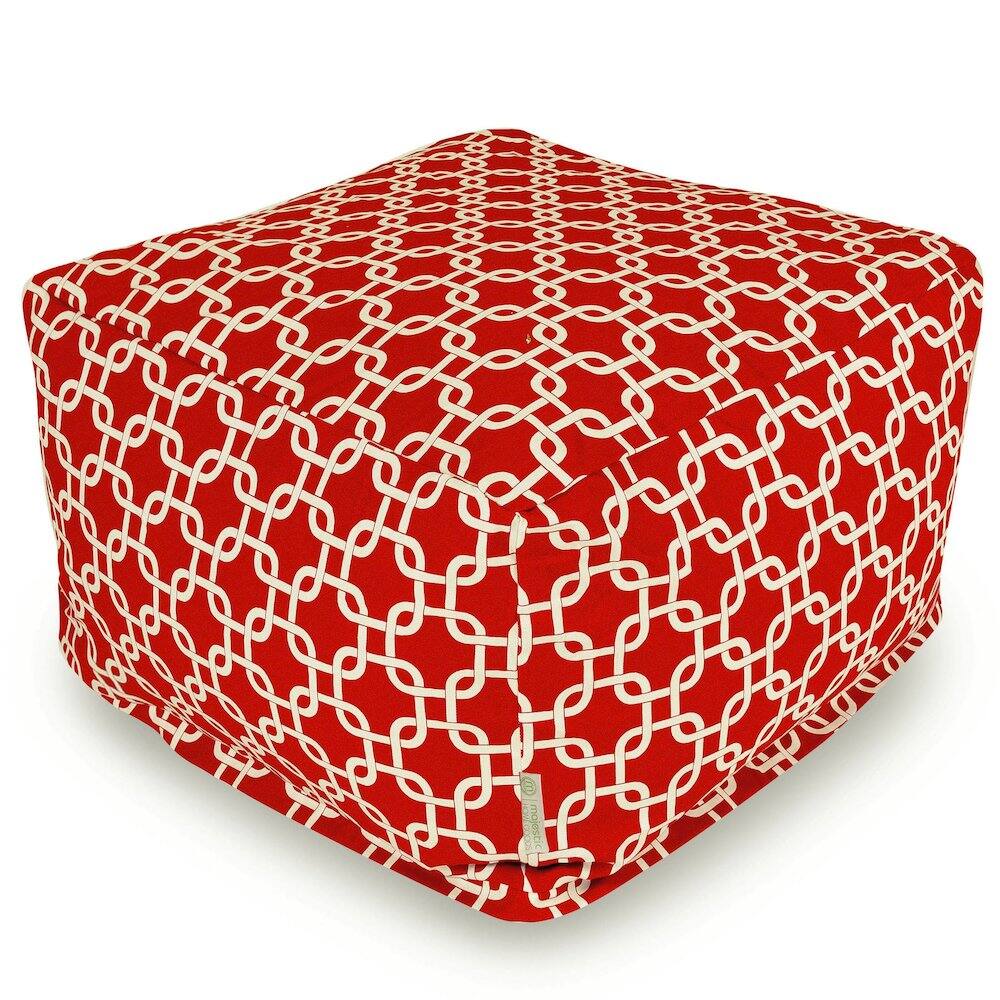 Front. Majestic Home - Ottoman Pouf Links Red - Red.