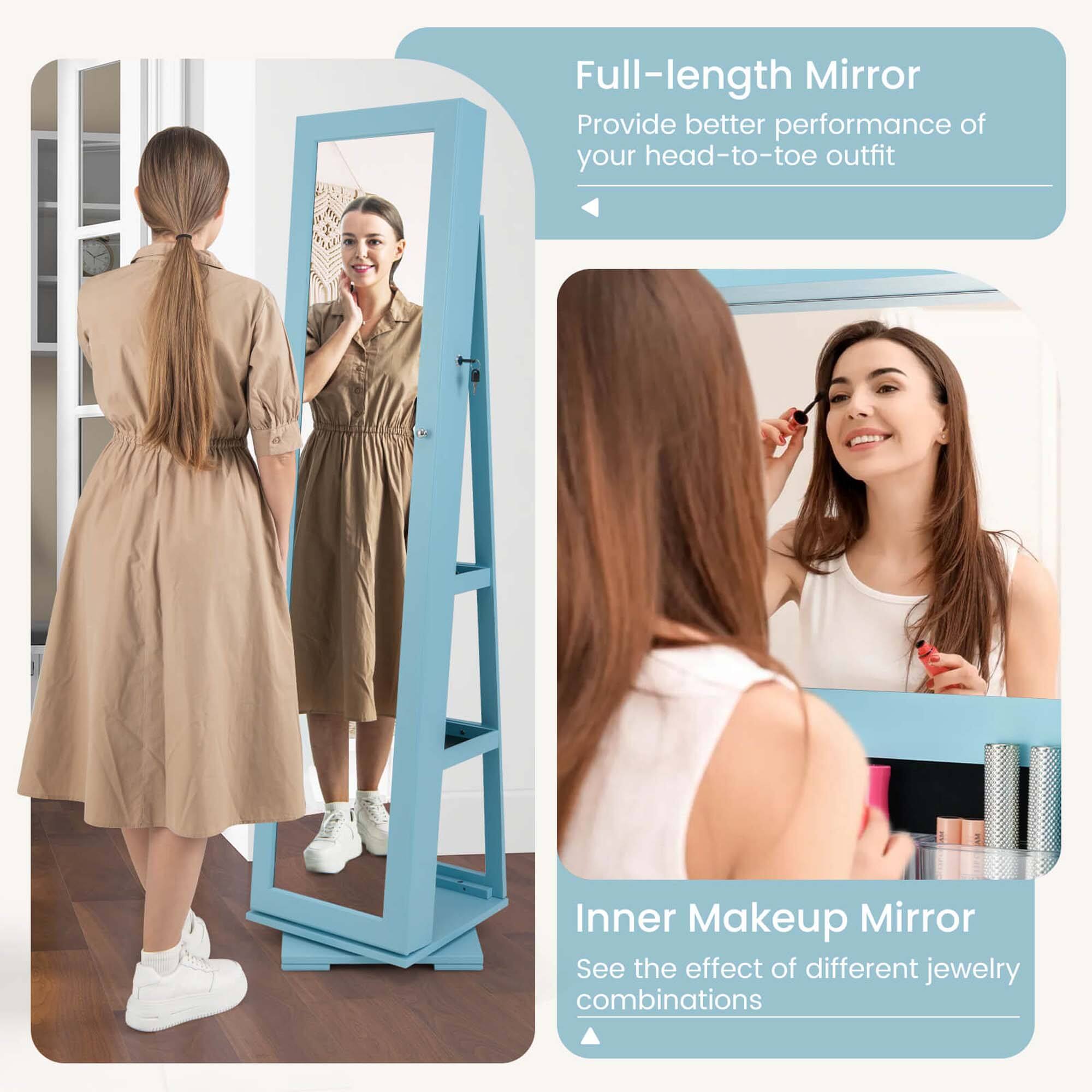 Full-length Mirror  
Provide better performance of your head-to-toe outfit  

Inner Makeup Mirror  
See the effect of different jewelry combinations