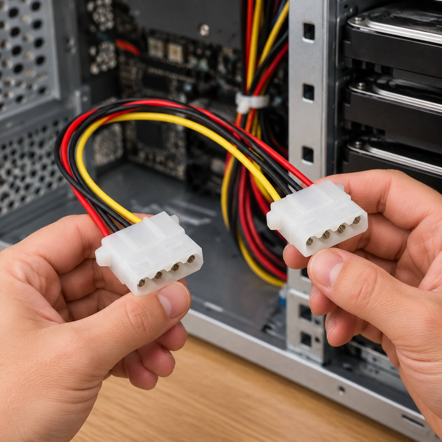 Back. Sanoxy - 12in 5.25 Female to 5.25 Female Internal Power Cable - Multi.