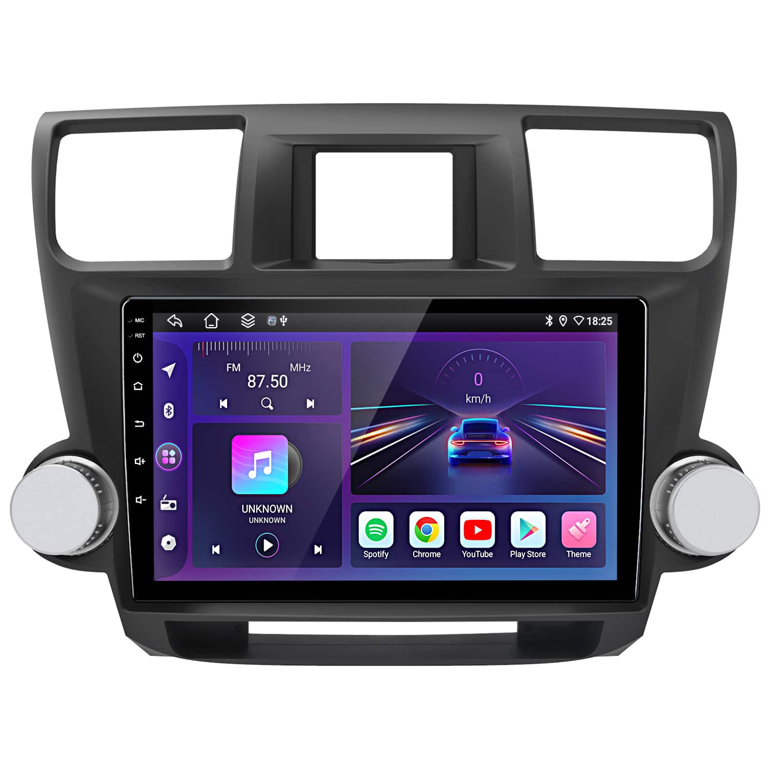 Junsun - For Toyota Highlander 2009-2013 10" Car Stereo Radio GPS Navi CarPlay 6+128GB 8Core Android 15 WIFI RDS DSP SWC FM BT - Black