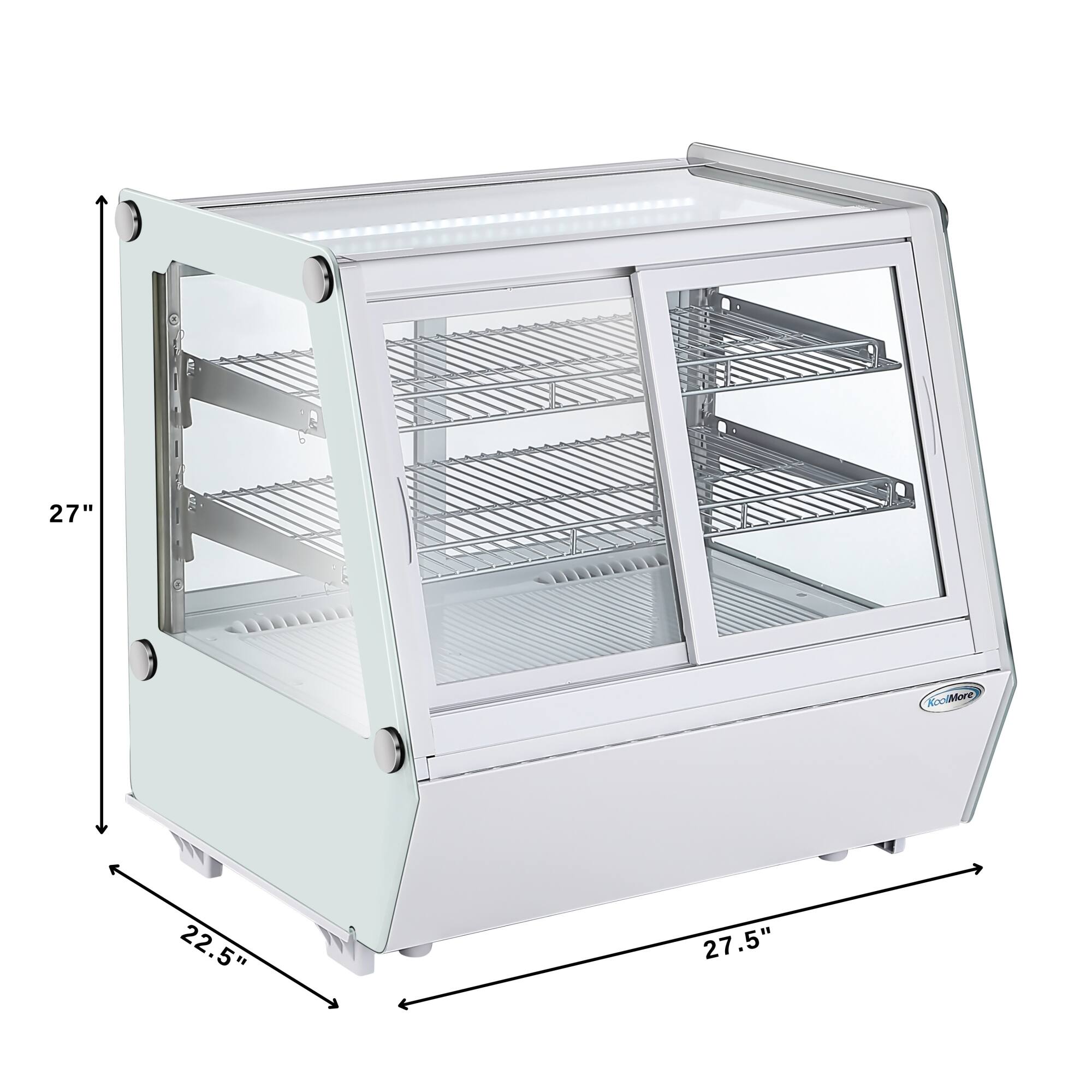 The text on the image reads "27" 22.5" 27.5". This is likely a description of the dimensions of the refrigerator, with the first number representing the height, the second number representing the width, and the third number representing the depth.