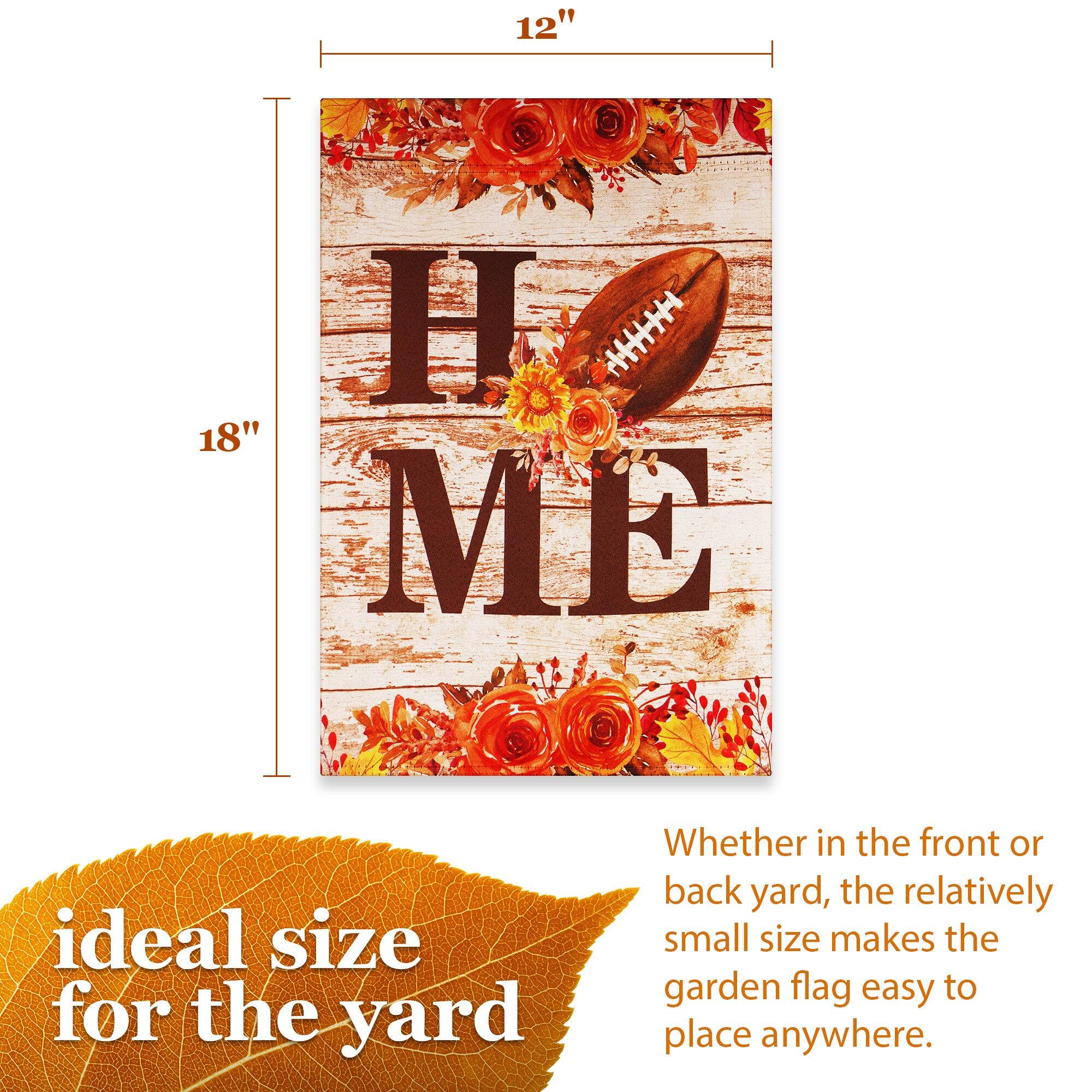 12" x 18"  
HOME  
ideal size for the yard  
Whether in the front or back yard, the relatively small size makes the garden flag easy to place anywhere.